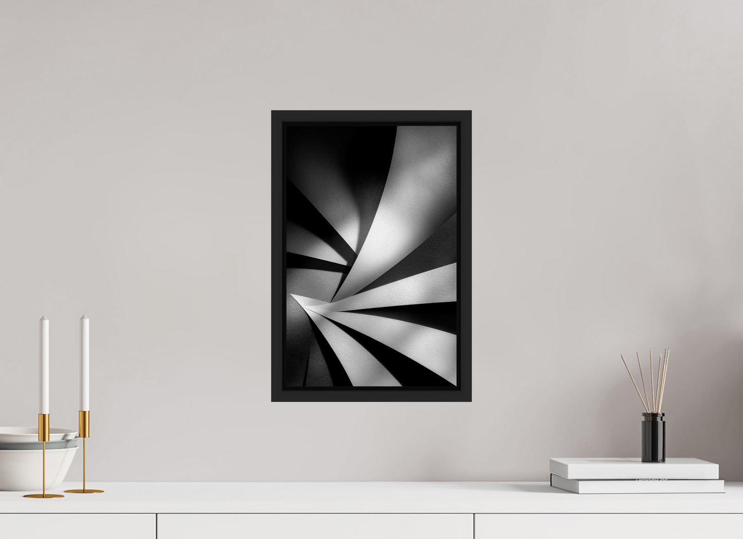 10 x 15.3″, Fine Art Print on Aluminum Dibond with Boarder Abstract B&W 2