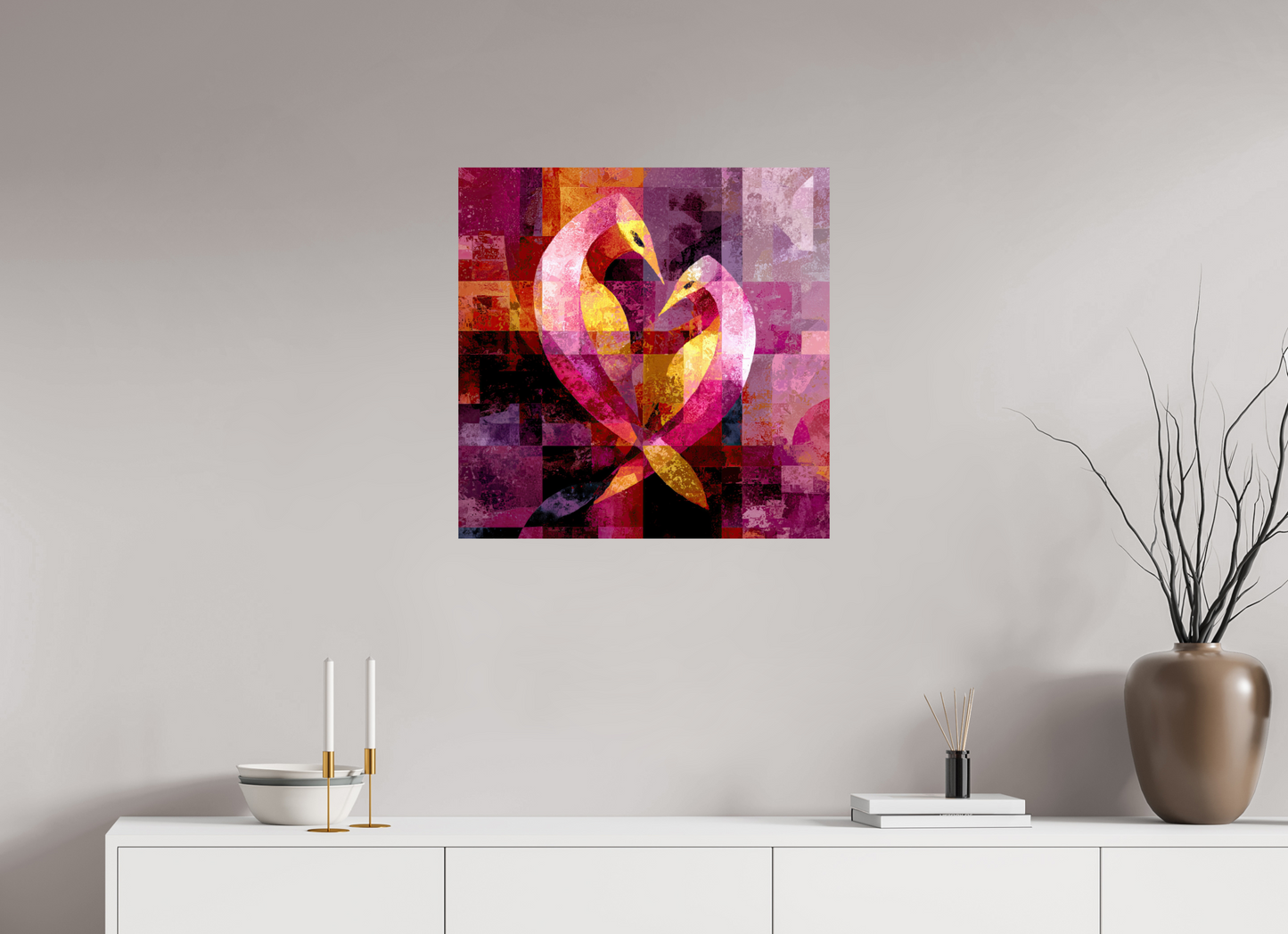 25 x 25″, Fine Art Print On Aluminum Dibond Love Birds