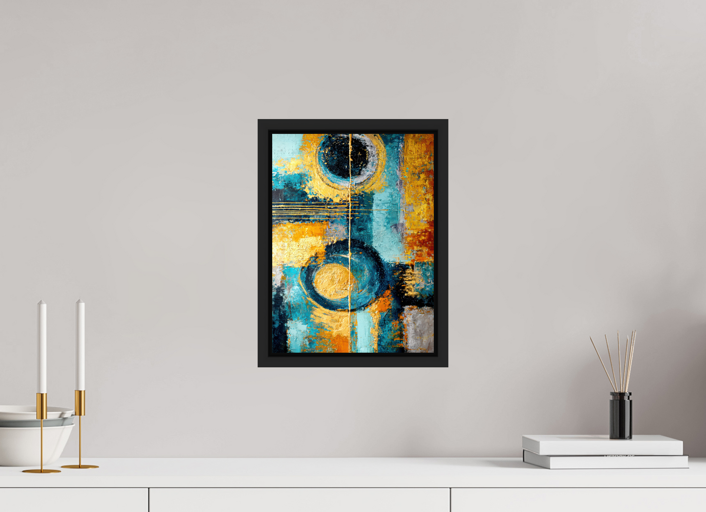 10 x 13.5″, Fine Art Print on Aluminum Dibond with Boarder Abstract Gold Paint
