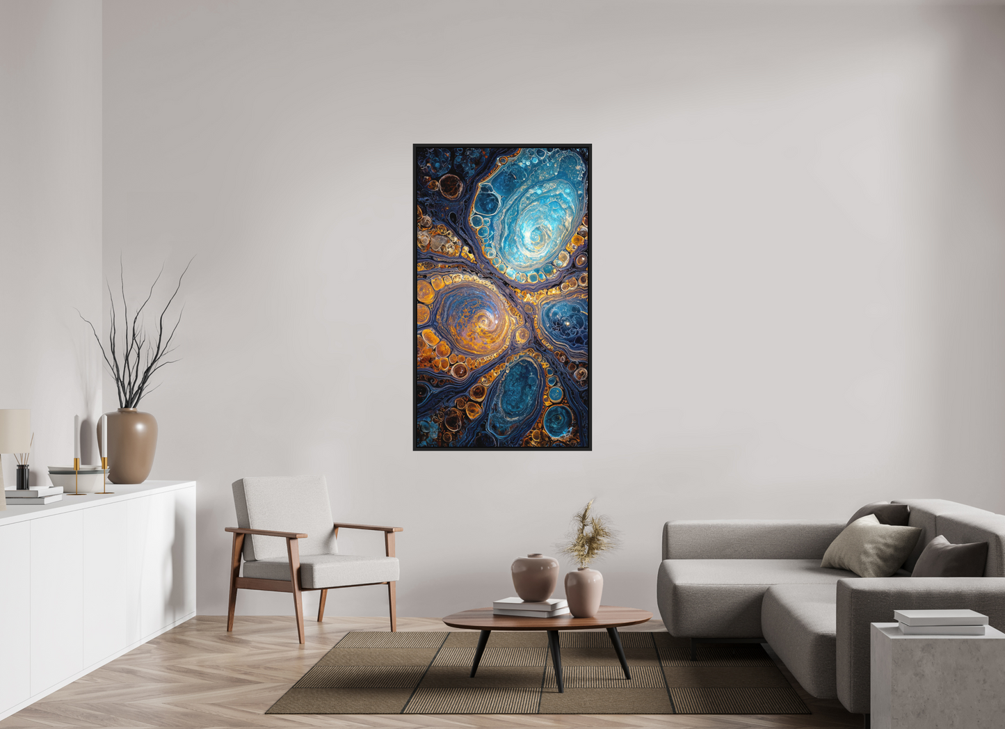 35 x 61.3″, Photo Print on Aluminum Backing with boarder Abstract Geode