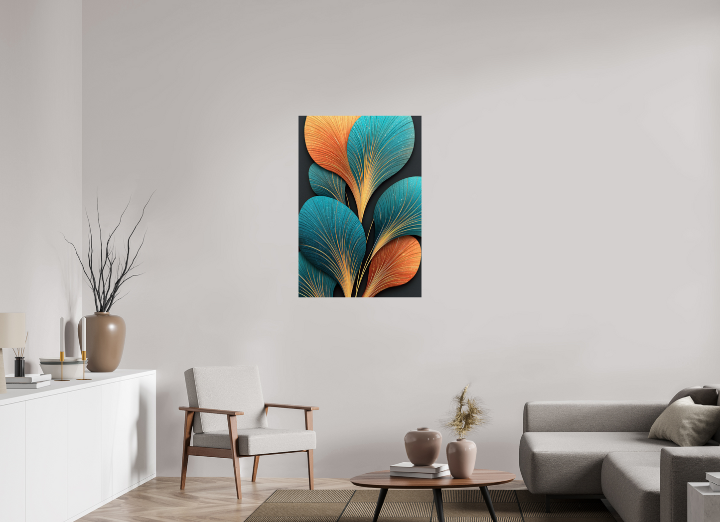 28 x 41.4″, Fine Art Print On Aluminum Dibond Art Deco Flowers