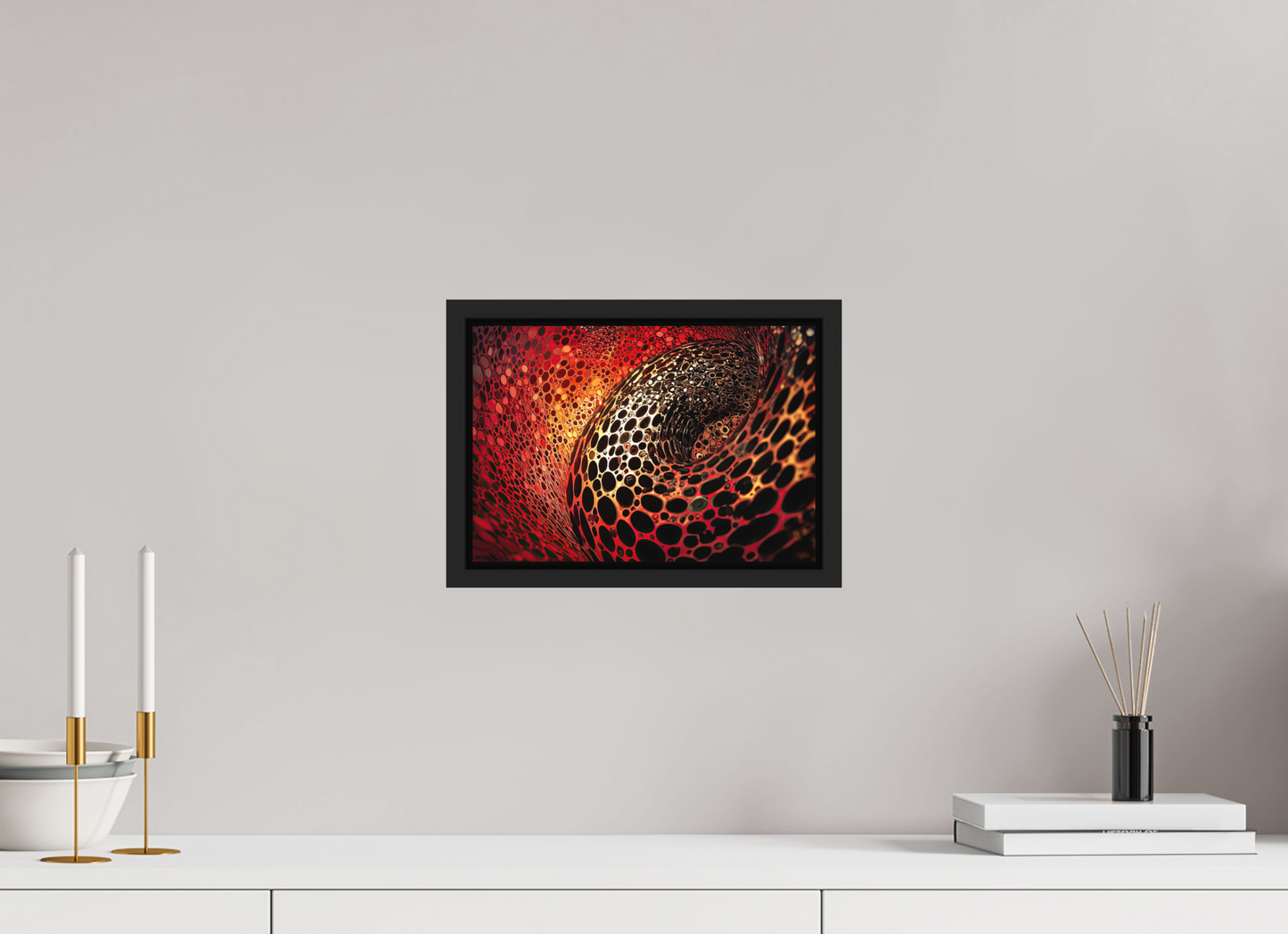 11.6 x 8″, Photo Print on Aluminum Backing with boarder Red Leopard