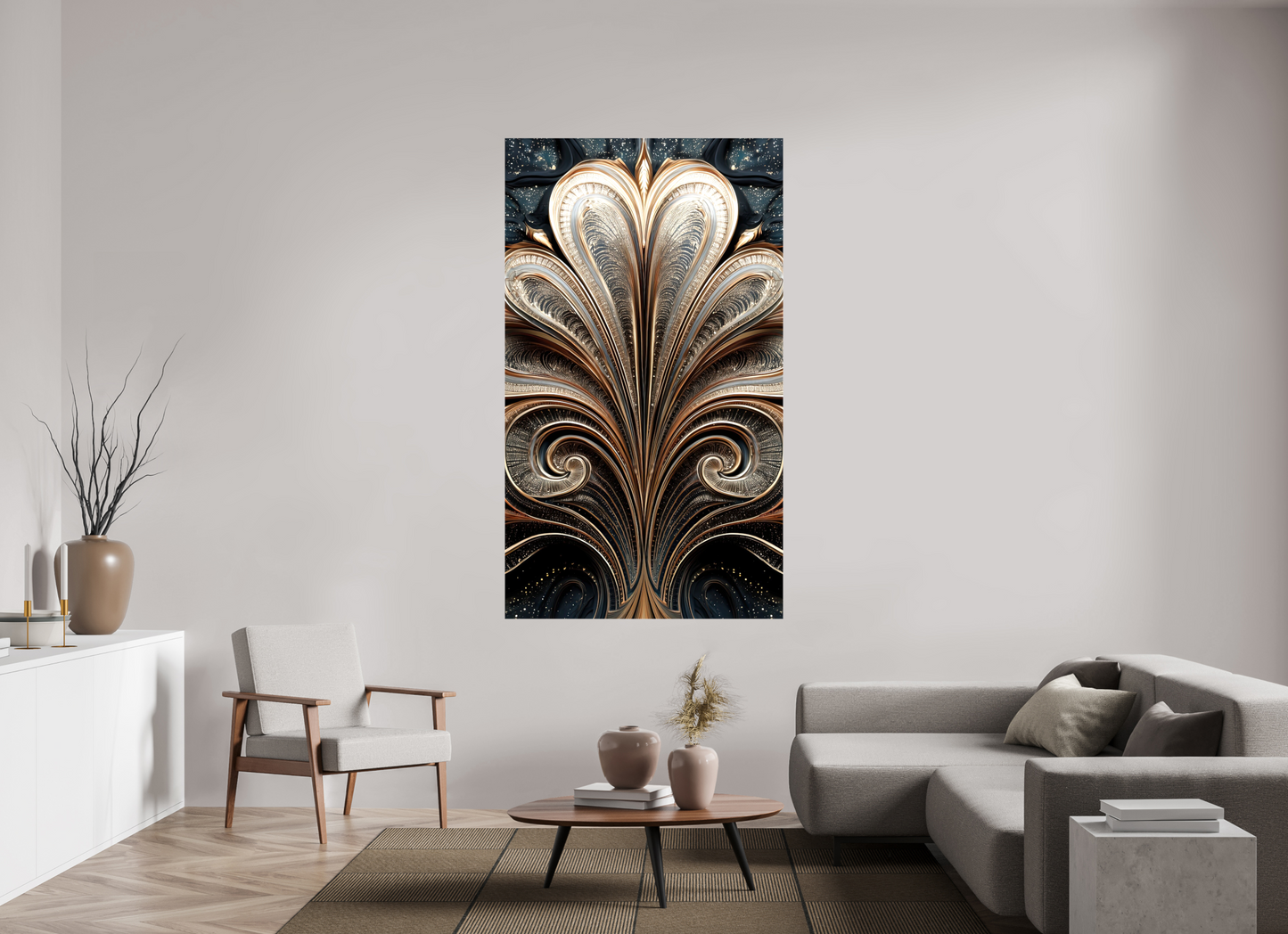 43 x 74.5″, Glossy Canvas Art Deco Abstract Flower 4