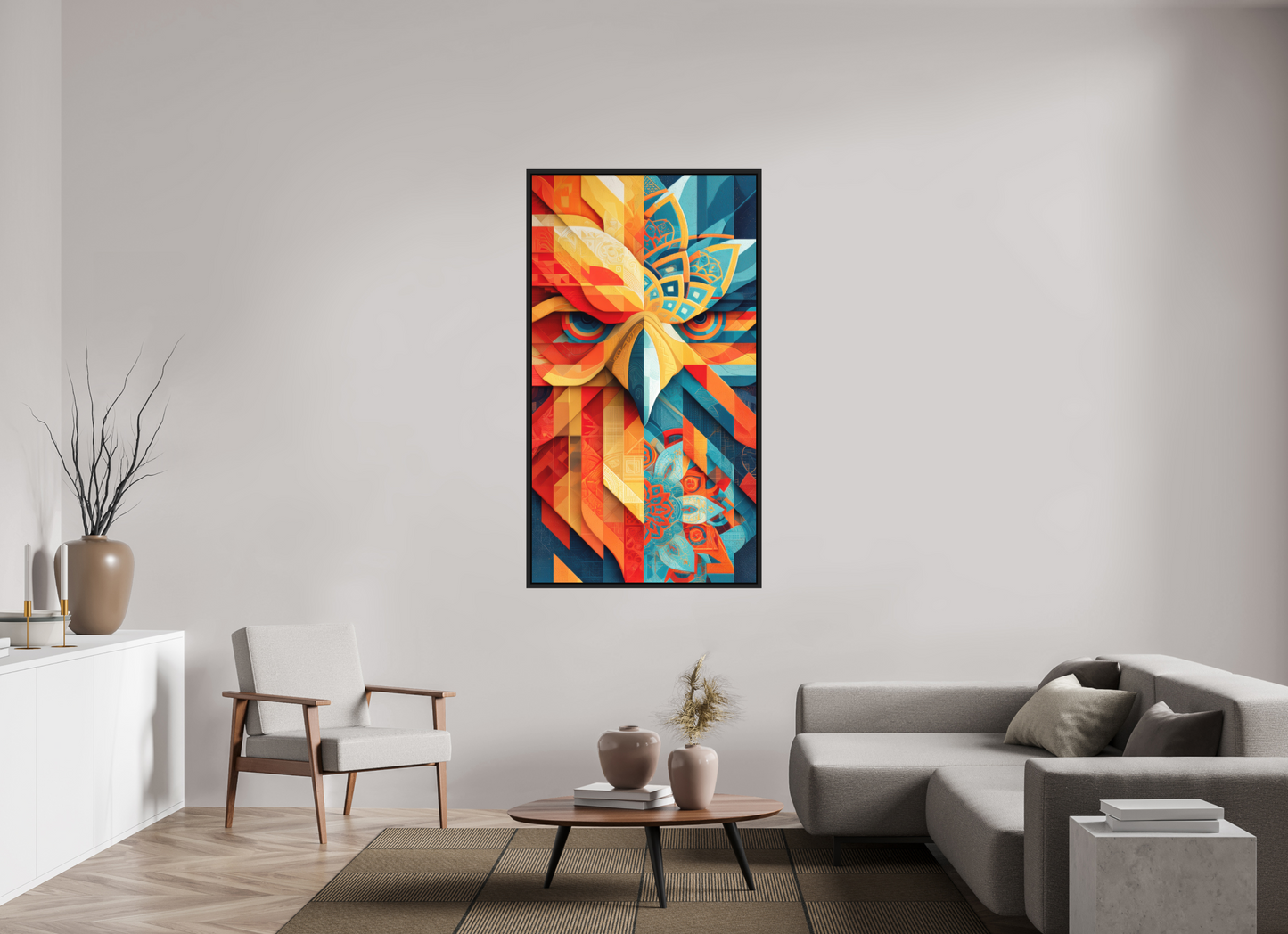 35 x 63.7″, Photo Print on Aluminum Backing with boarder Abstract Warm & Cold Eagle