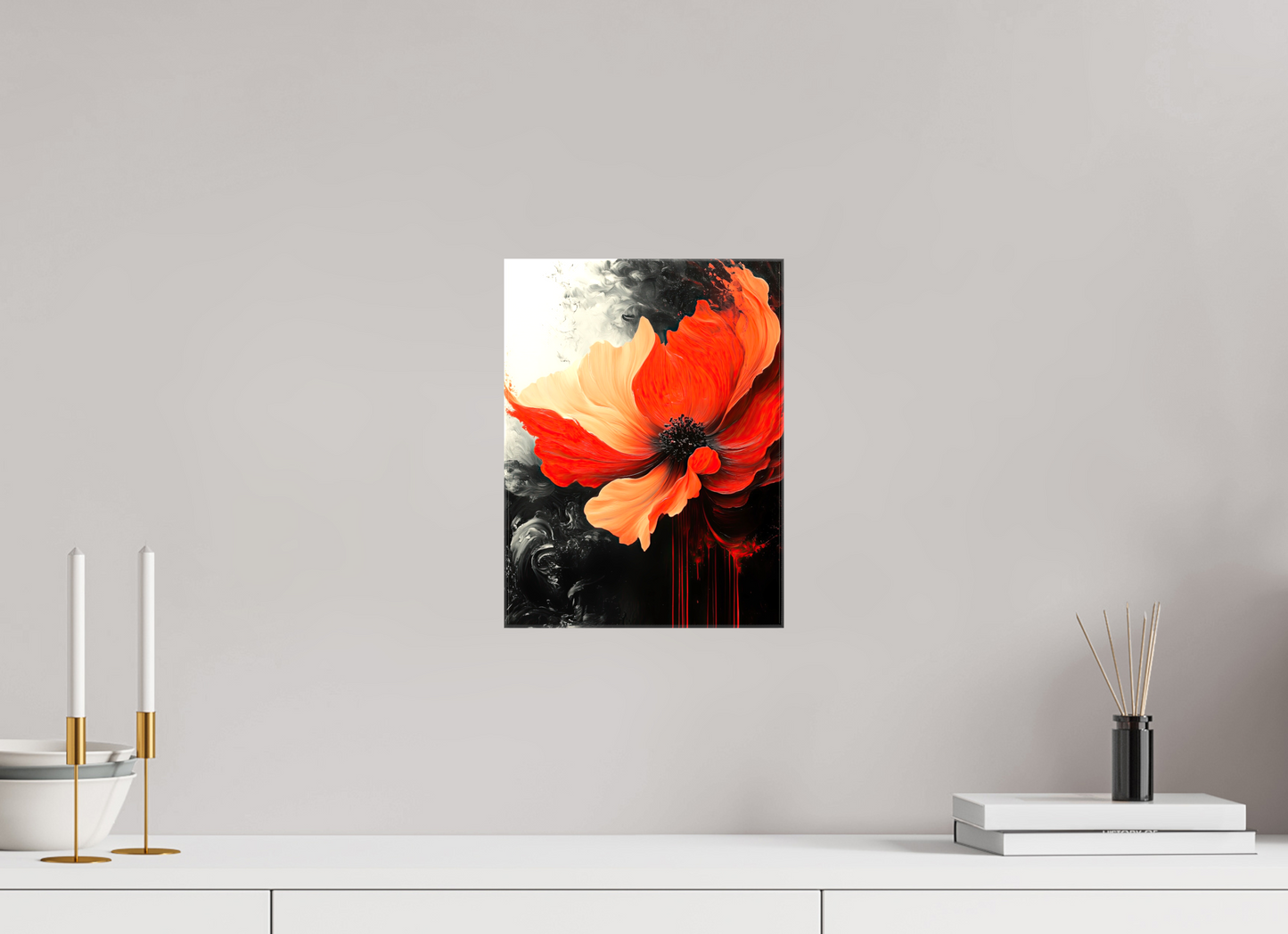 9 x 12″, Glossy Canvas Red Flower
