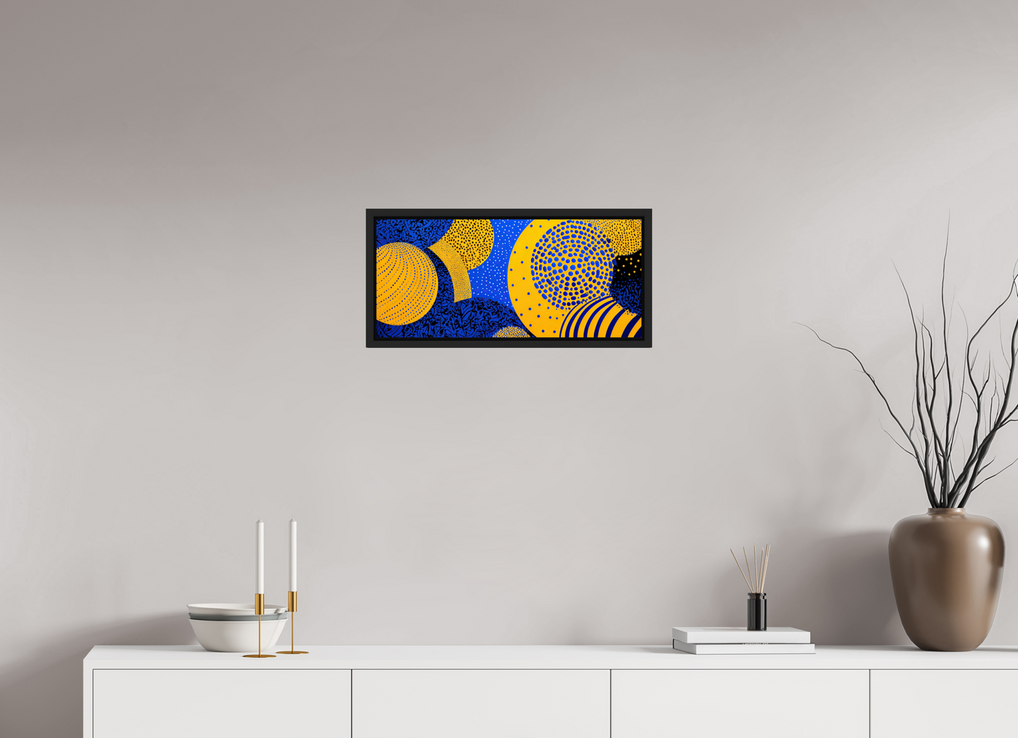 22.4 x 10″, Fine Art Print on Aluminum Dibond with Boarder Yellow & Blue 2