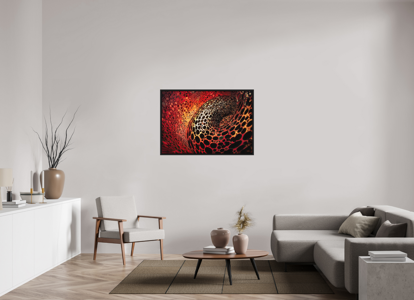 45 x 31″, Photo Print on Aluminum Backing with boarder Red Leopard
