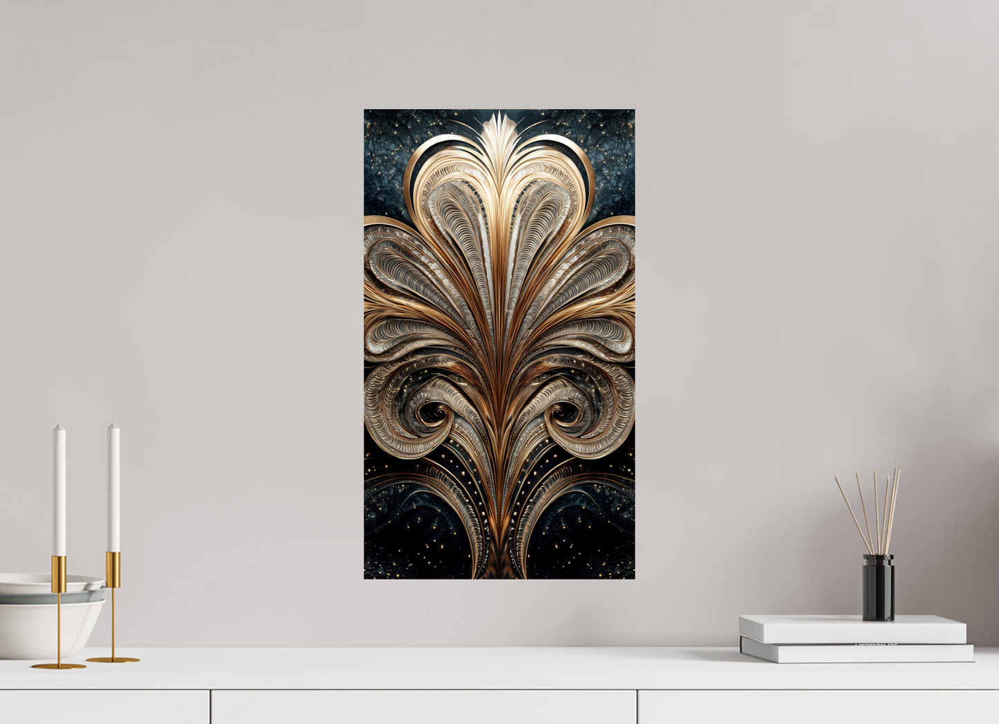 12 x 20.8″, Fine Art Print On Aluminum Dibond Art Deco Abstract Flower 2