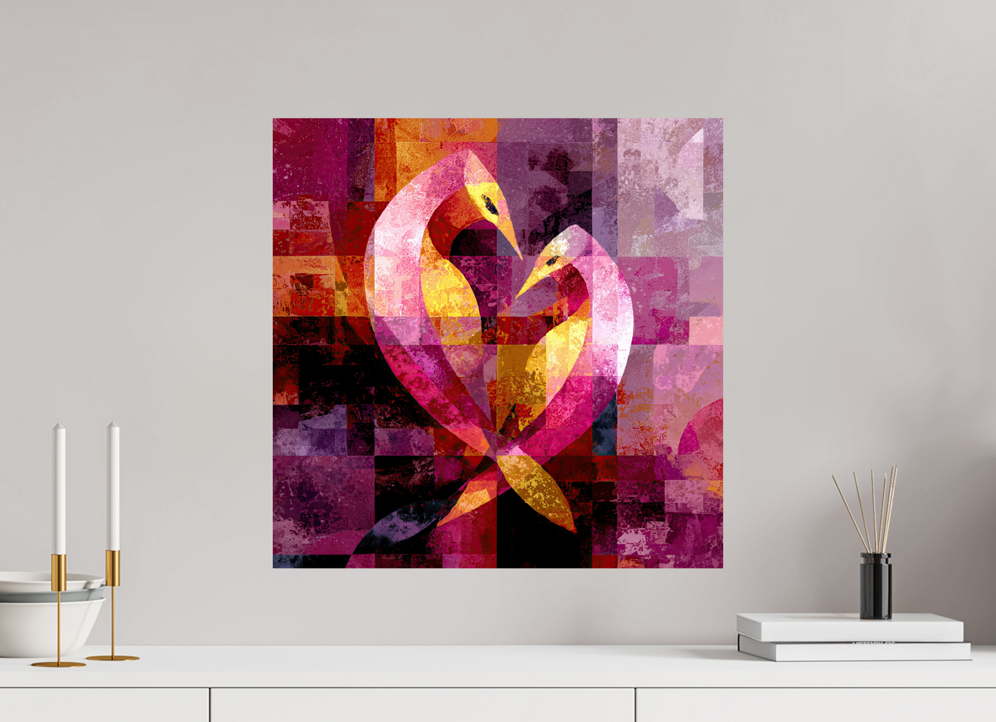 20 x 20″, Fine Art Print On Aluminum Dibond Love Birds