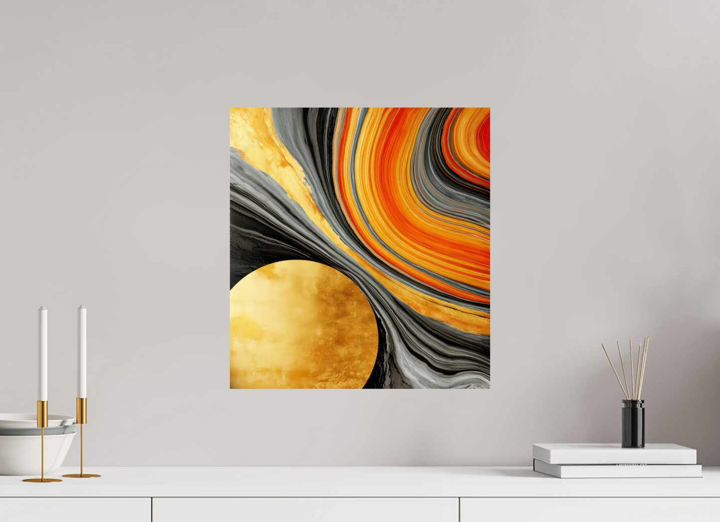 16 x 17.3″, Fine Art Print On Aluminum Dibond Abstract Gold Geode