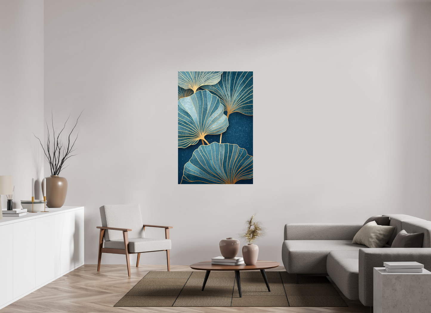 36 x 54″, Fine Art Print On Aluminum Dibond Art Deco Flowers 2