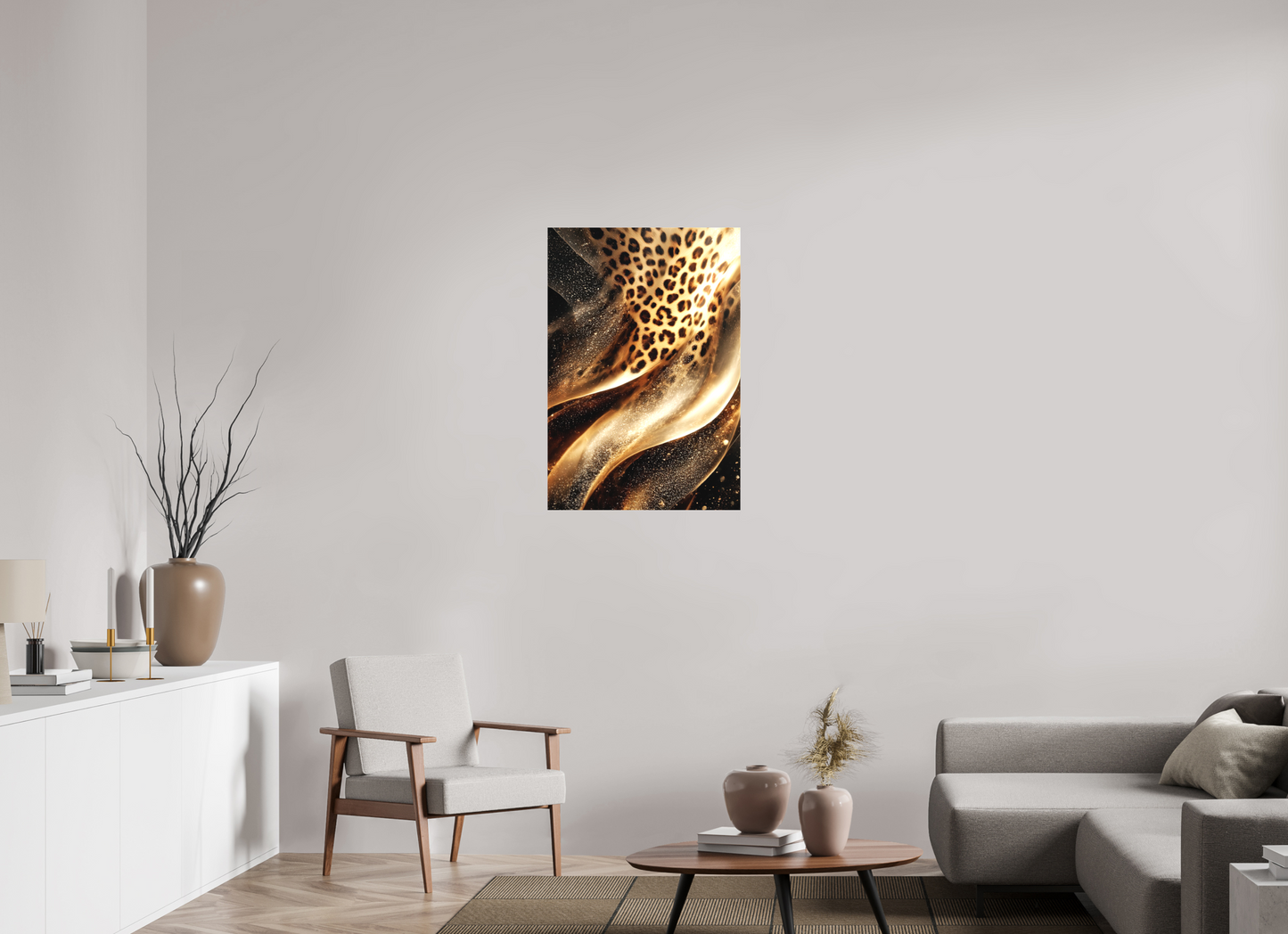 24 x 35.4″, Textile on Canvas Leopard Swirl