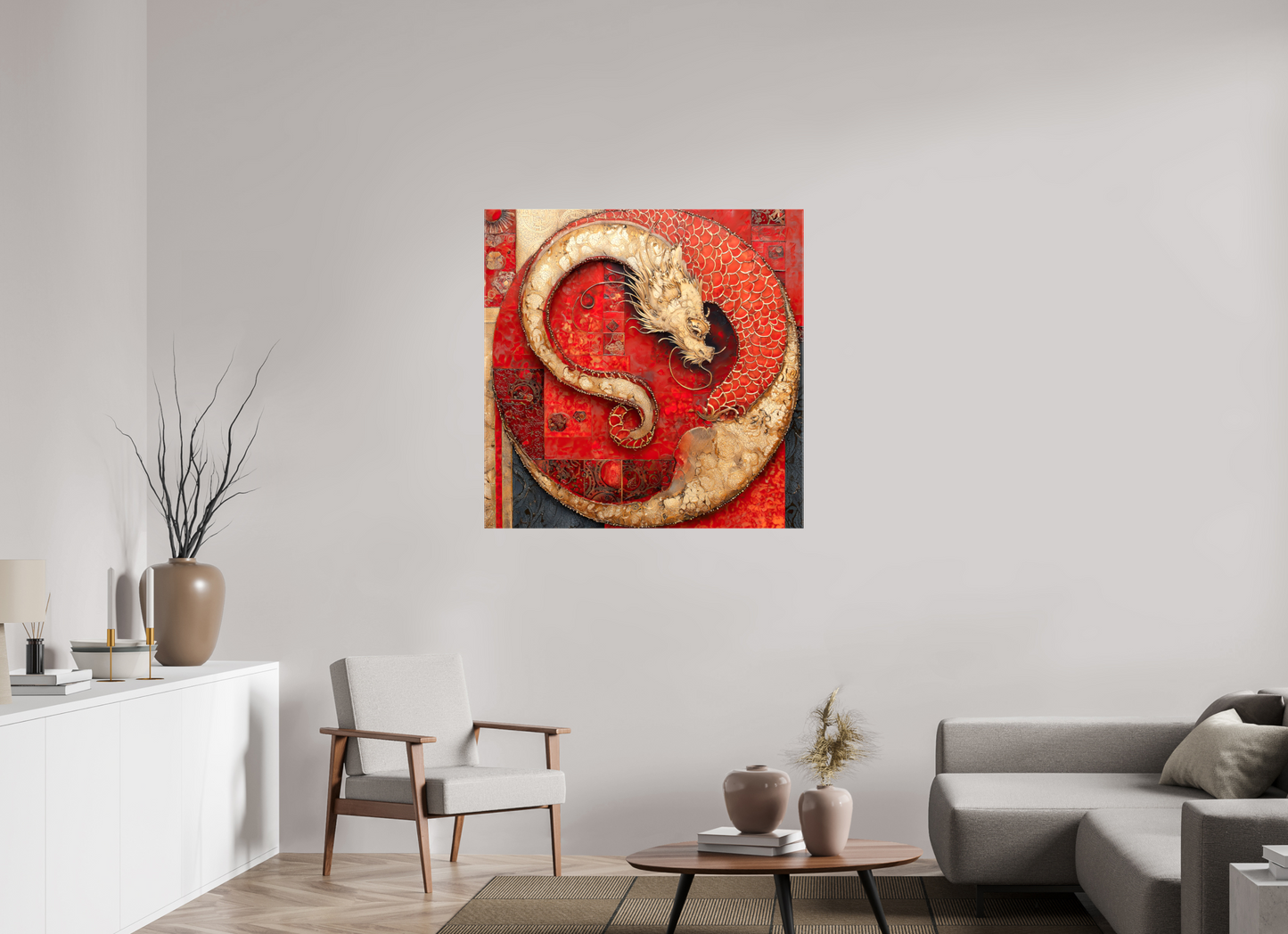 40 x 40″, Glossy Canvas Chinese Dragon