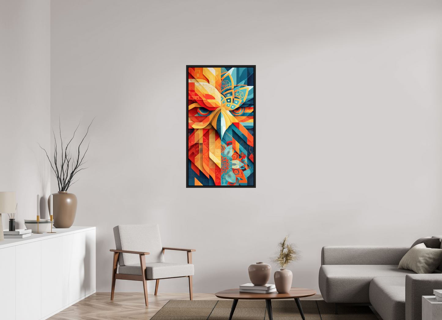 24 x 43.7″, Fine Art Print on Aluminum Dibond with Boarder Abstract Warm & Cold Eagle