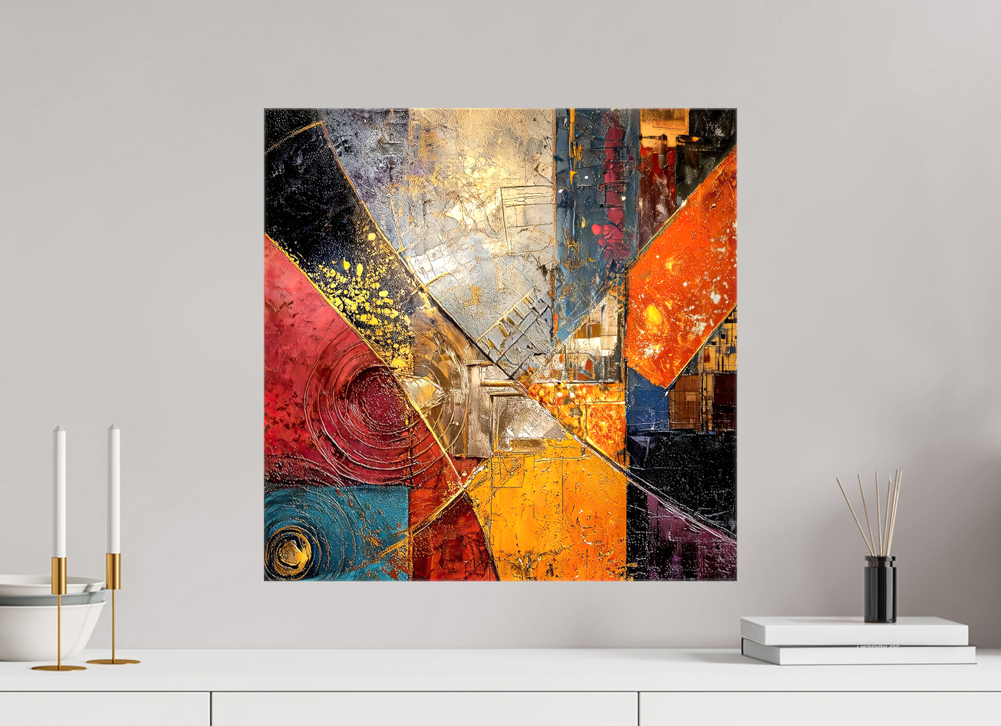 20 x 20″, Glossy Canvas Abstract Cracked Paint
