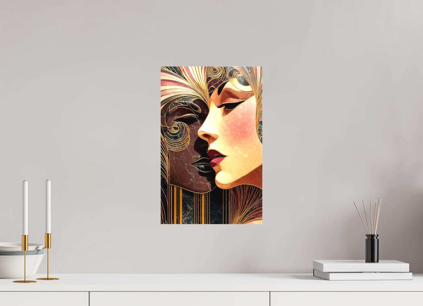 10 x 15.7″, Textile on Canvas Art Deco Women