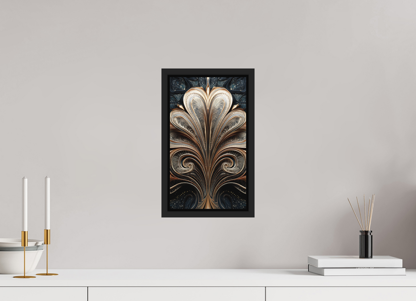 8 x 13.9″, Photo Print on Aluminum Backing with boarder Art Deco Abstract Flower 4