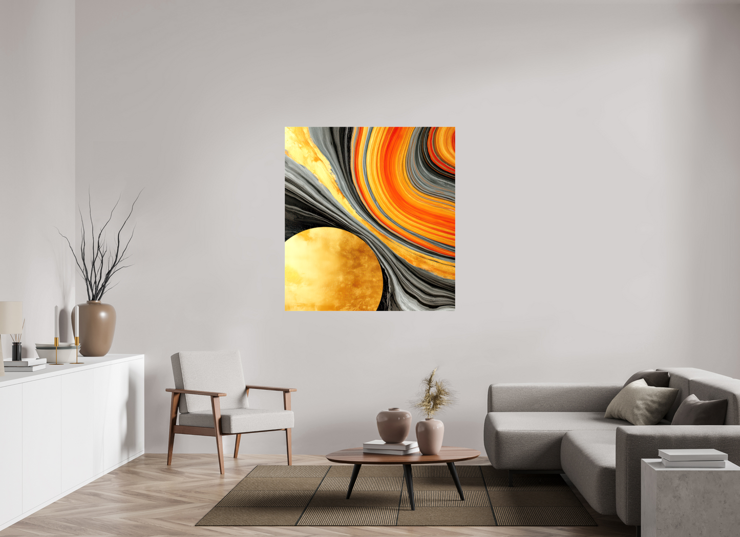 47 x 50.8″, Glossy Canvas Abstract Gold Geode