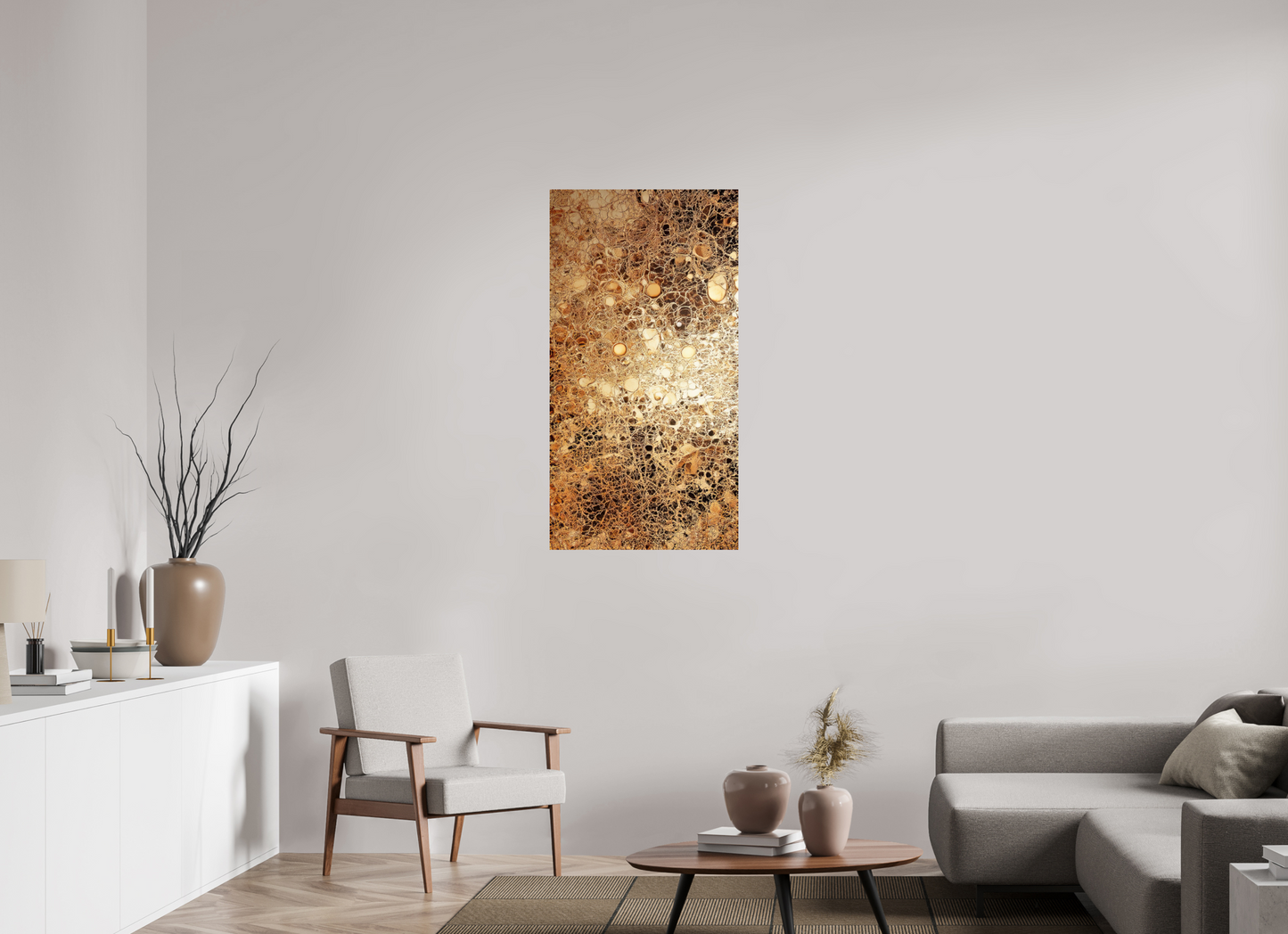 24 x 45.9″, Fine Art Print On Aluminum Dibond Gold Leather