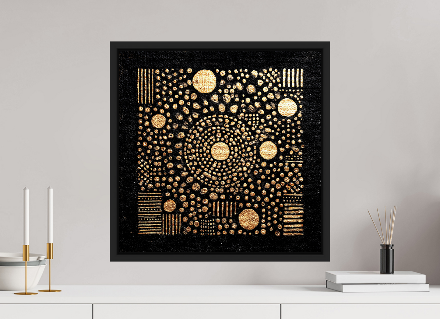 20 x 20″, Fine Art Print on Aluminum Dibond with Boarder Gold QR