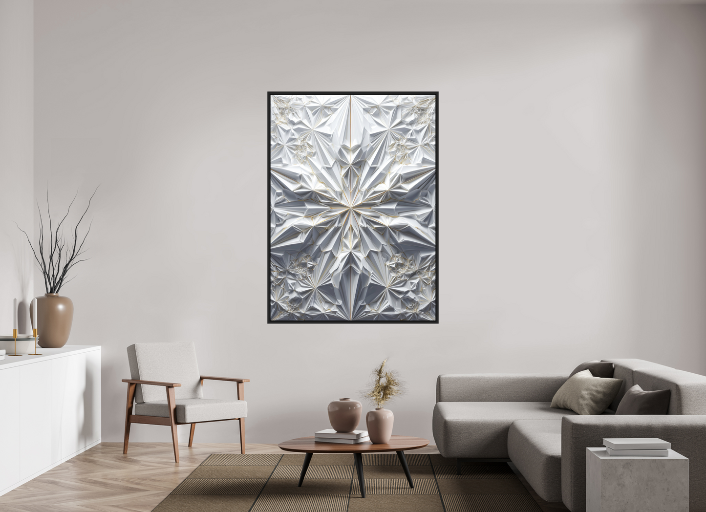 47 x 64.3″, Photo Print on Aluminum Backing with boarder Snowflake