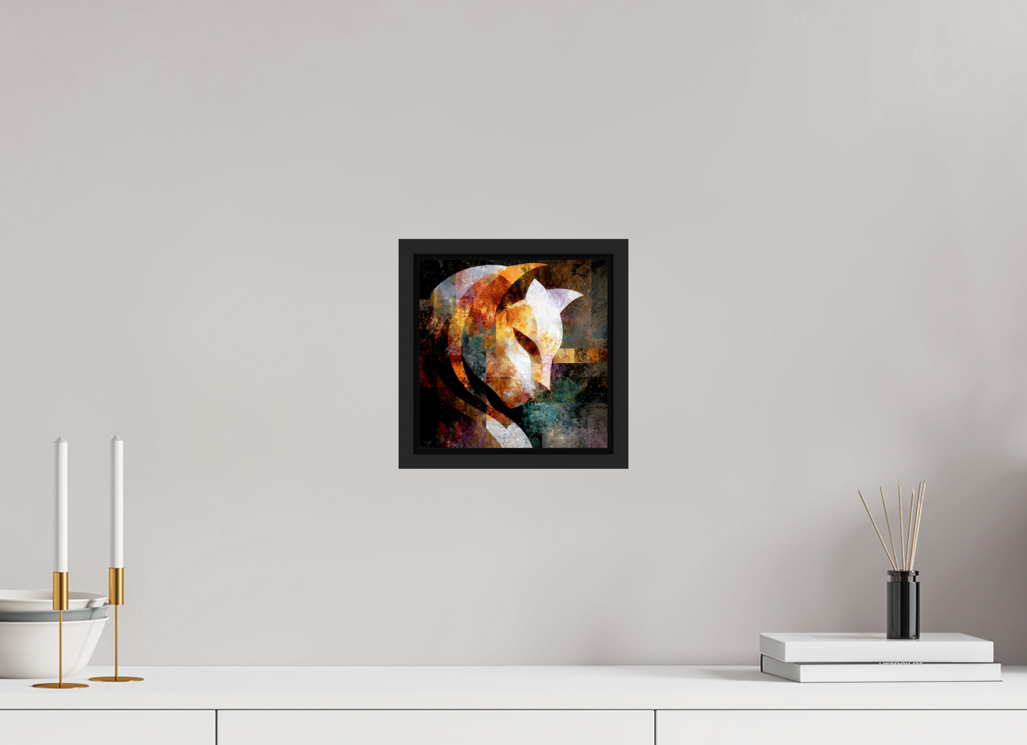 8 x 8″, Fine Art Print on Aluminum Dibond with Boarder Abstract Cat
