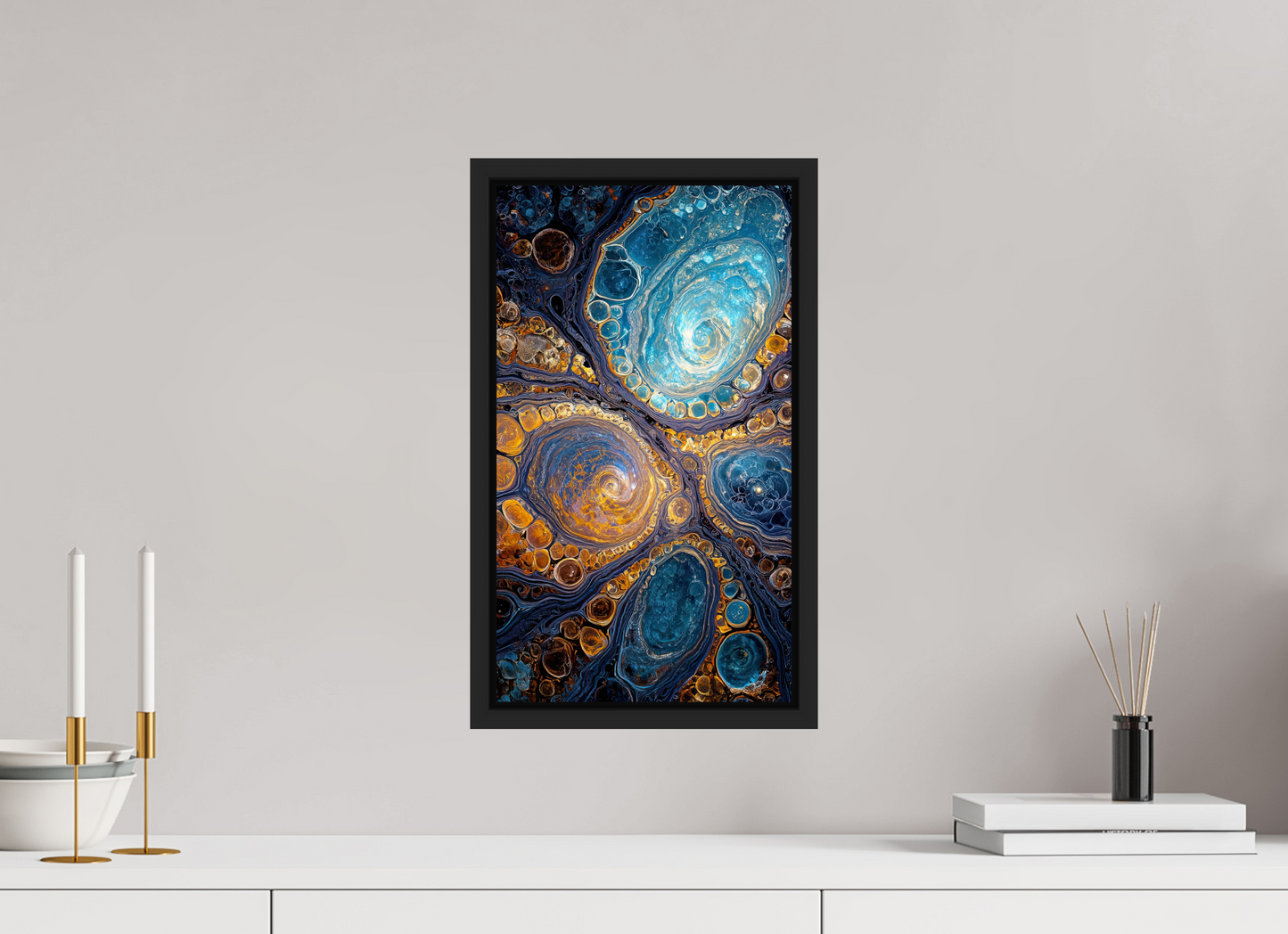 10 x 17.5″, Fine Art Print on Aluminum Dibond with Boarder Abstract Geode