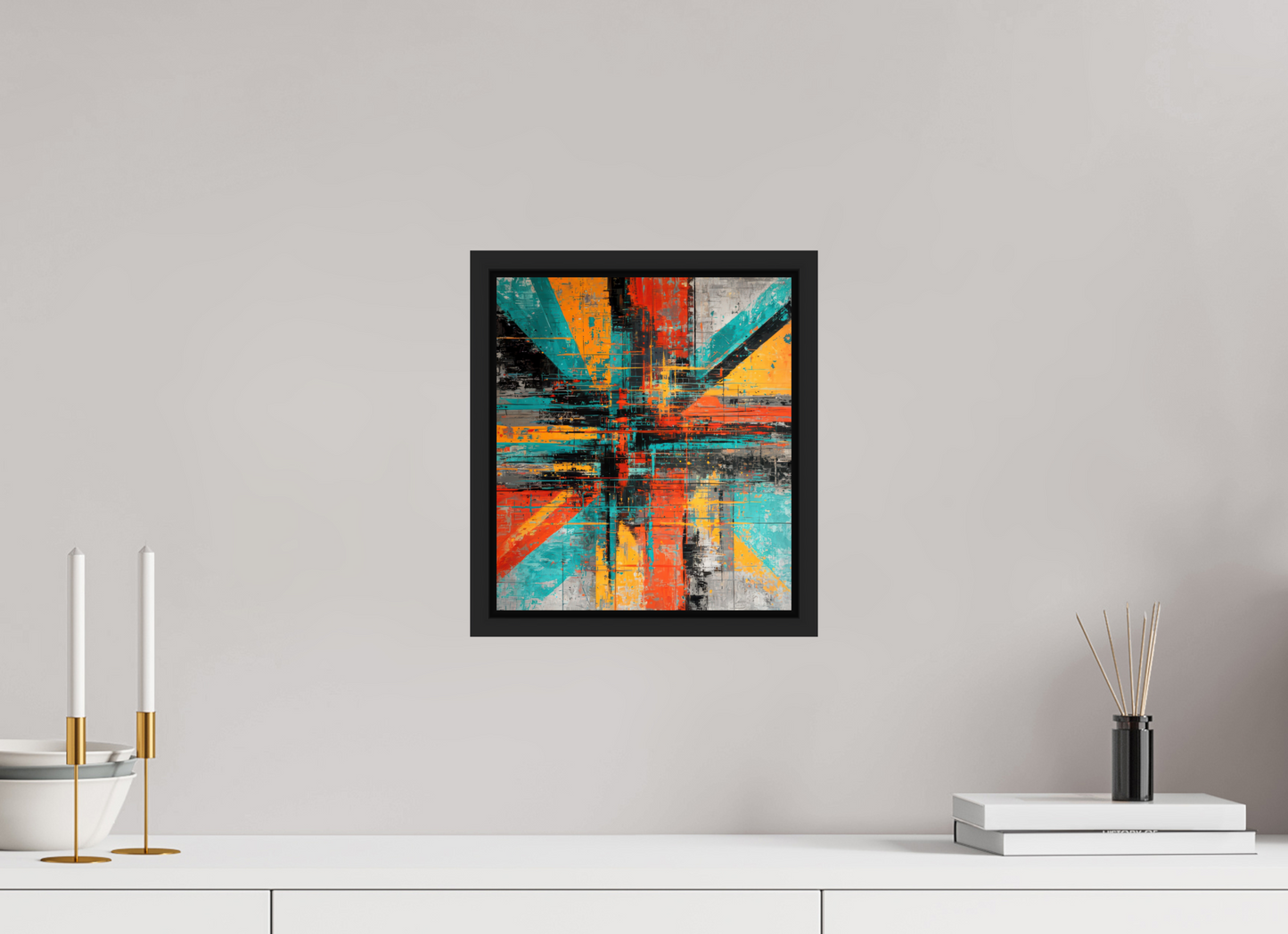10 x 11.3″, Fine Art Print on Aluminum Dibond with Boarder Abstract Paint Lines