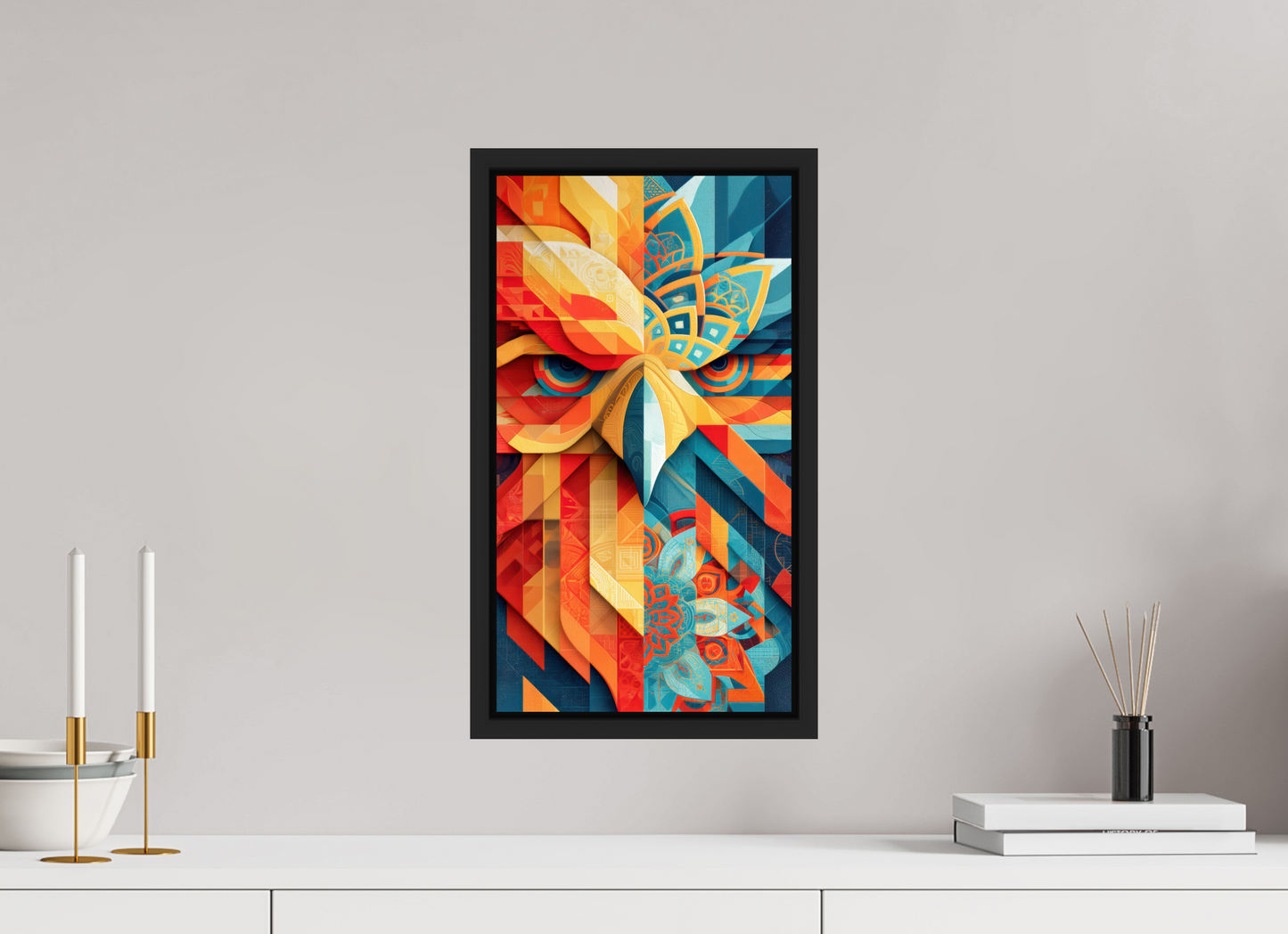10 x 18.2″, Fine Art Print on Aluminum Dibond with Boarder Abstract Warm & Cold Eagle