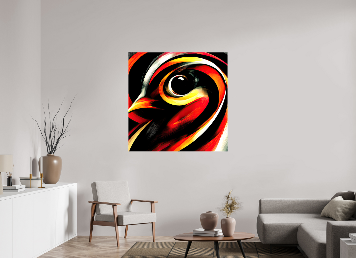 45 x 45″, Glossy Canvas Abstract Bird