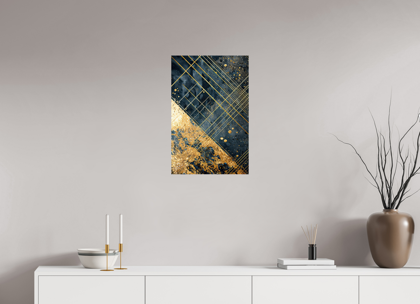16 x 24.6″, Fine Art Print On Aluminum Dibond Art Deco Gold Lines