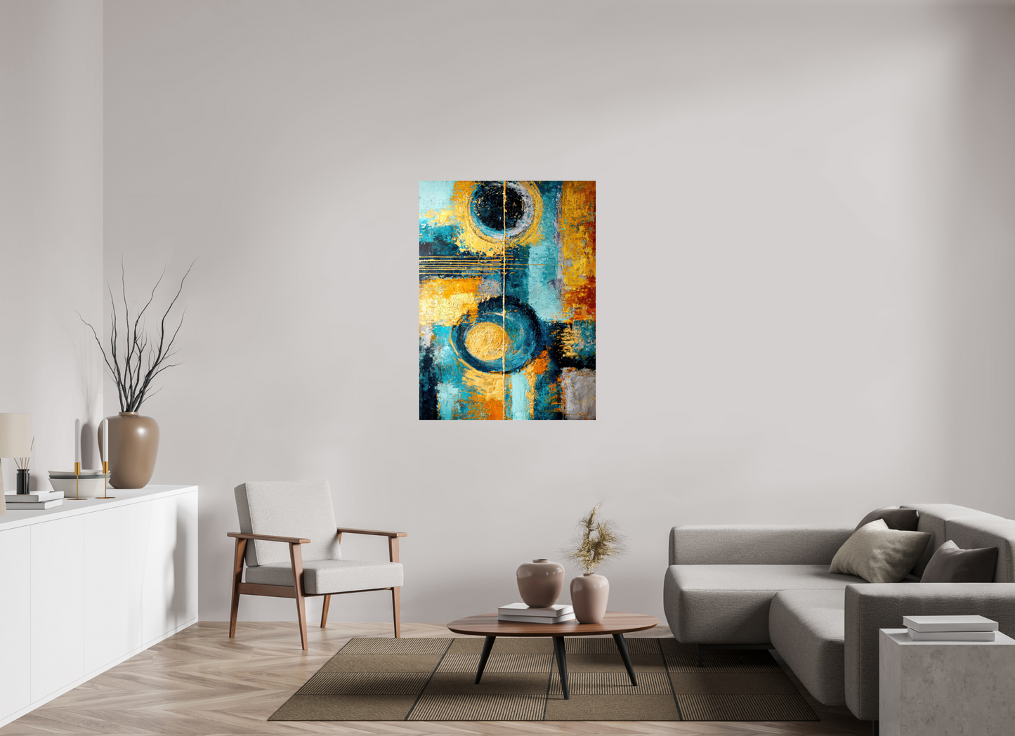 36 x 48.7″, Fine Art Print On Aluminum Dibond Abstract Gold Paint