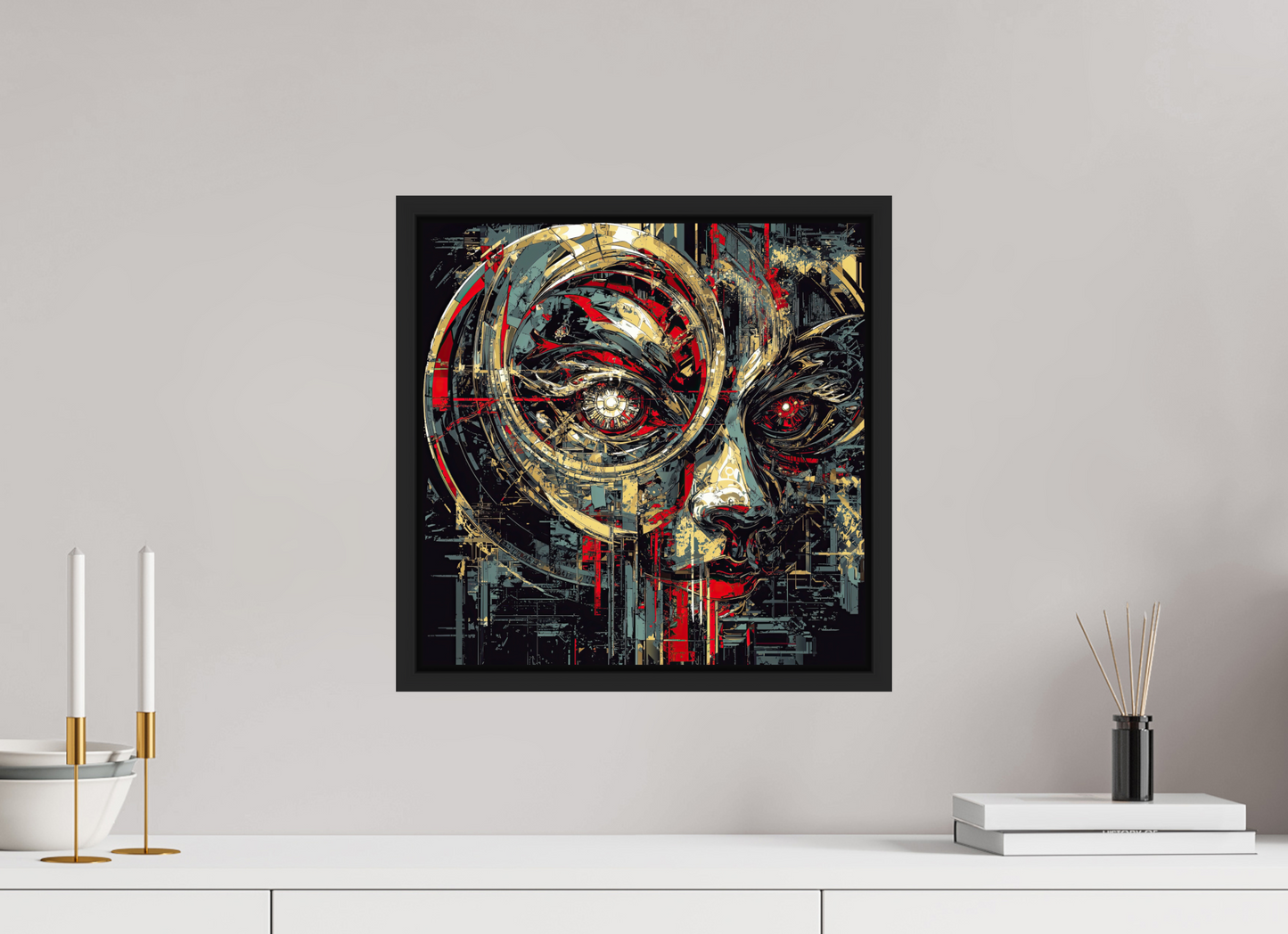 15 x 15″, Fine Art Print on Aluminum Dibond with Boarder Abstract Female Eye