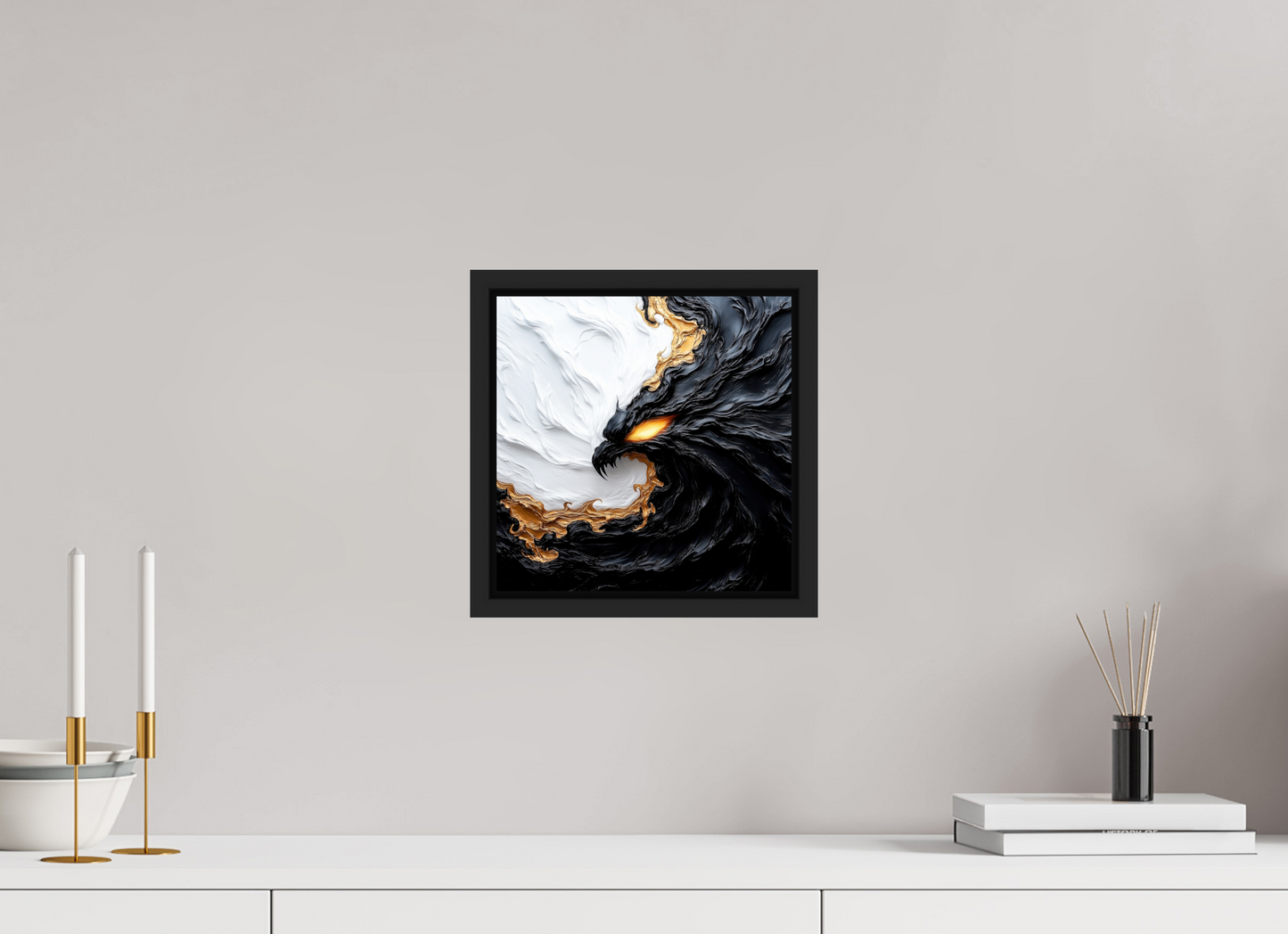 10 x 10″, Fine Art Print on Aluminum Dibond with Boarder Yin Yang Bird