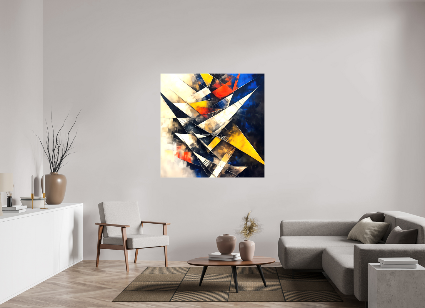 50 x 50″, Glossy Canvas Abstract Triangles