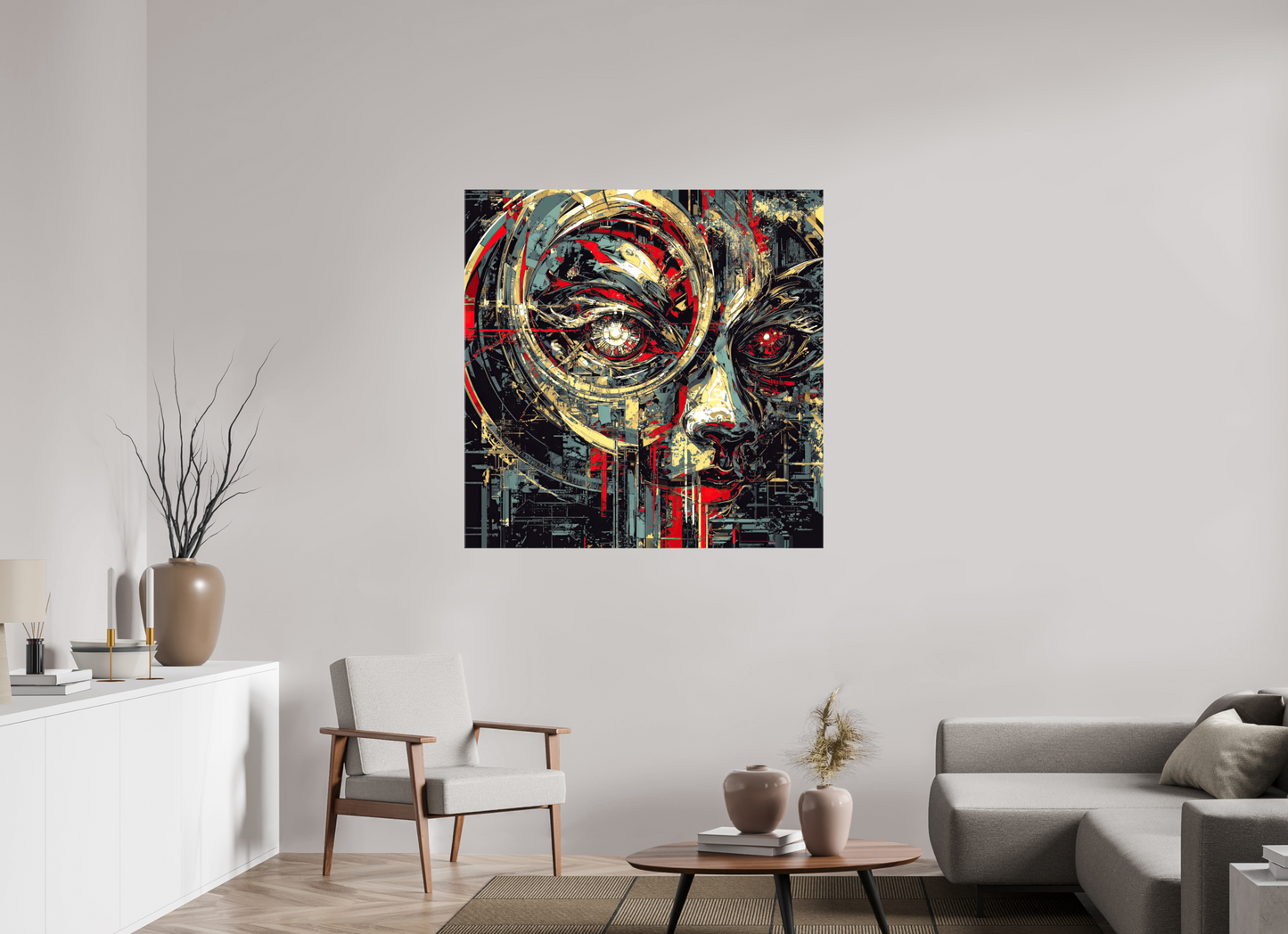 45 x 45″, Glossy Canvas Abstract Female Eye