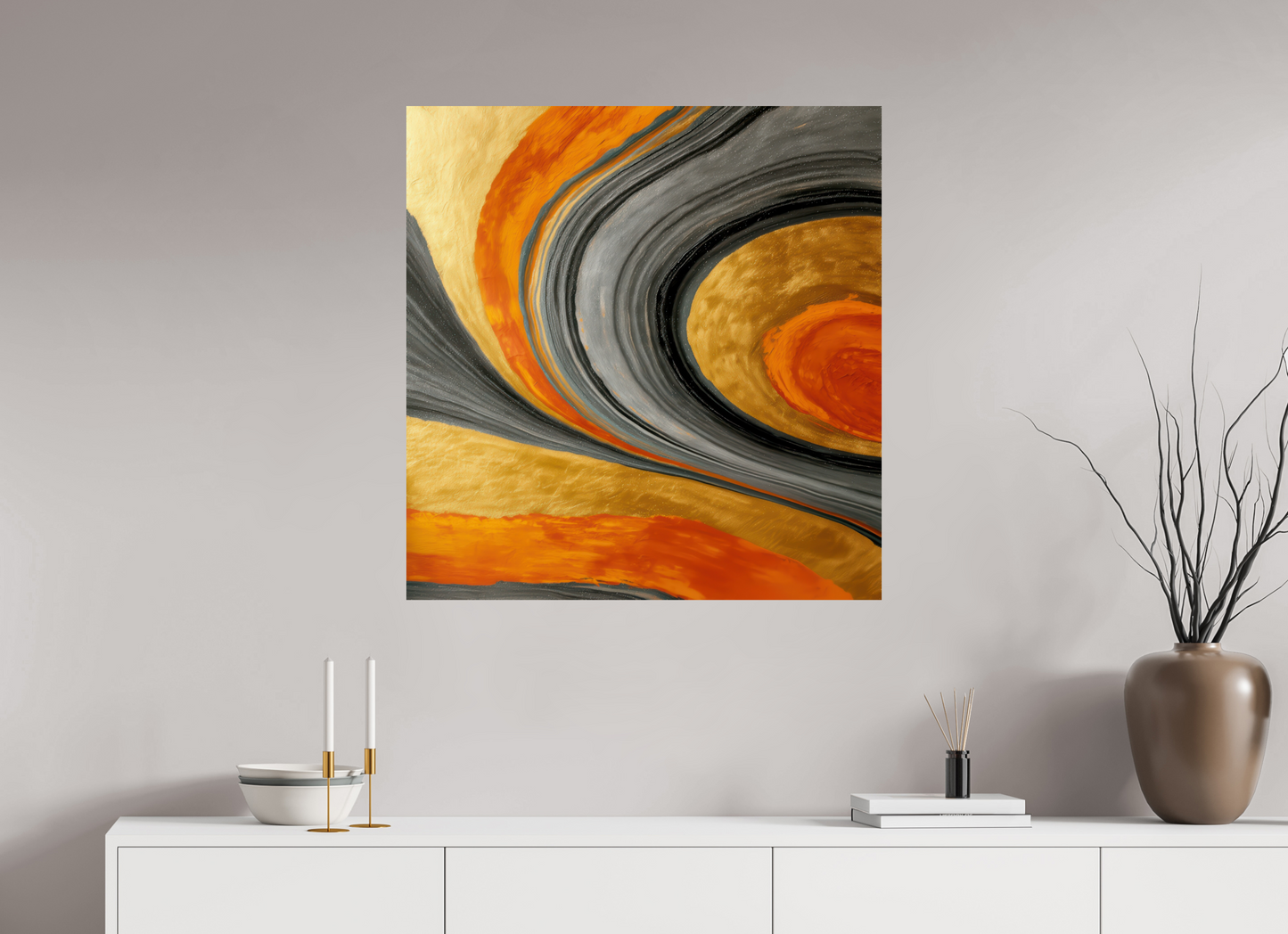 32 x 33.3″, Fine Art Print On Aluminum Dibond Abstract Gold Geode 2