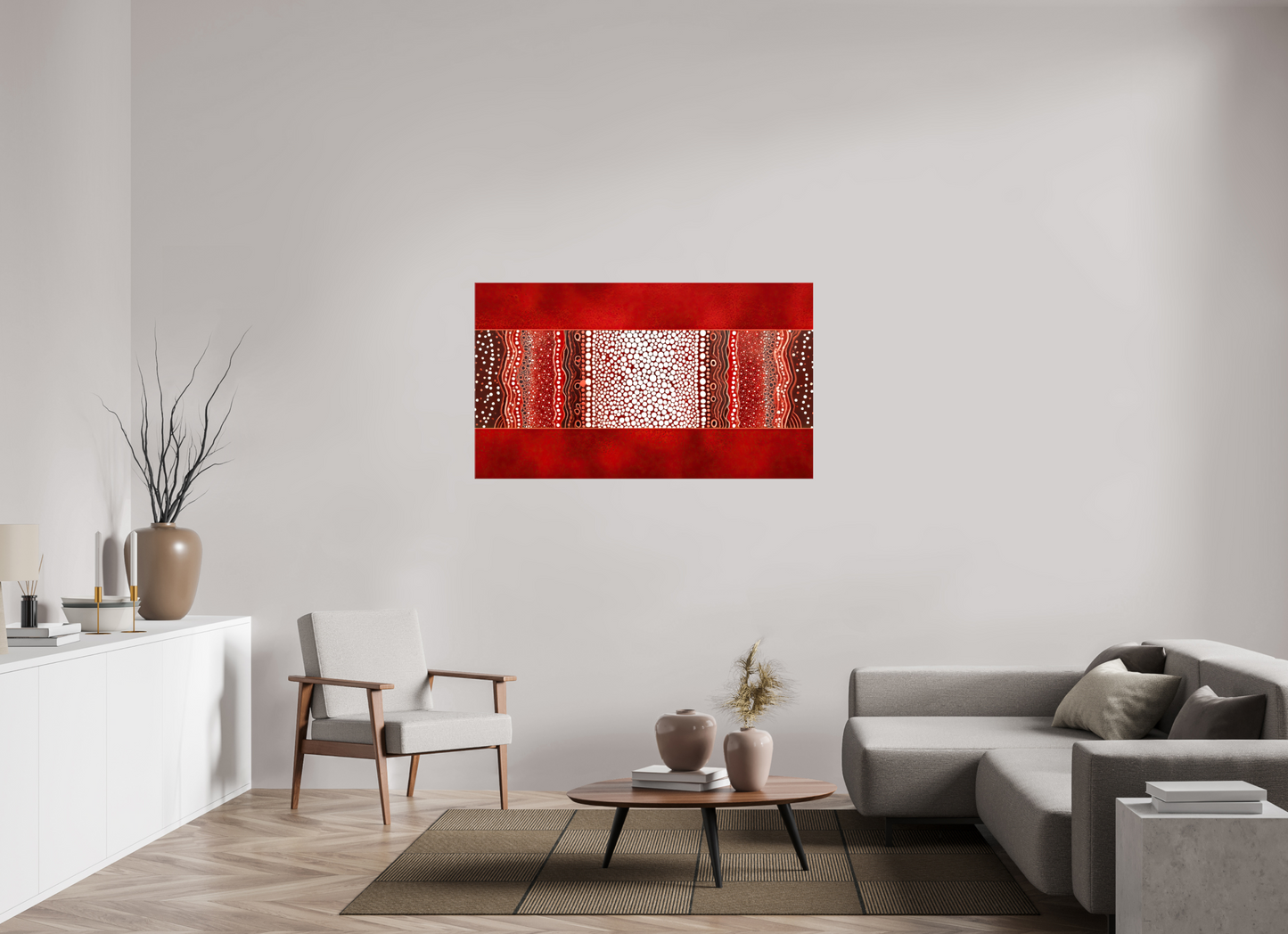 53.7 x 31″, Glossy Canvas Red Layers 1