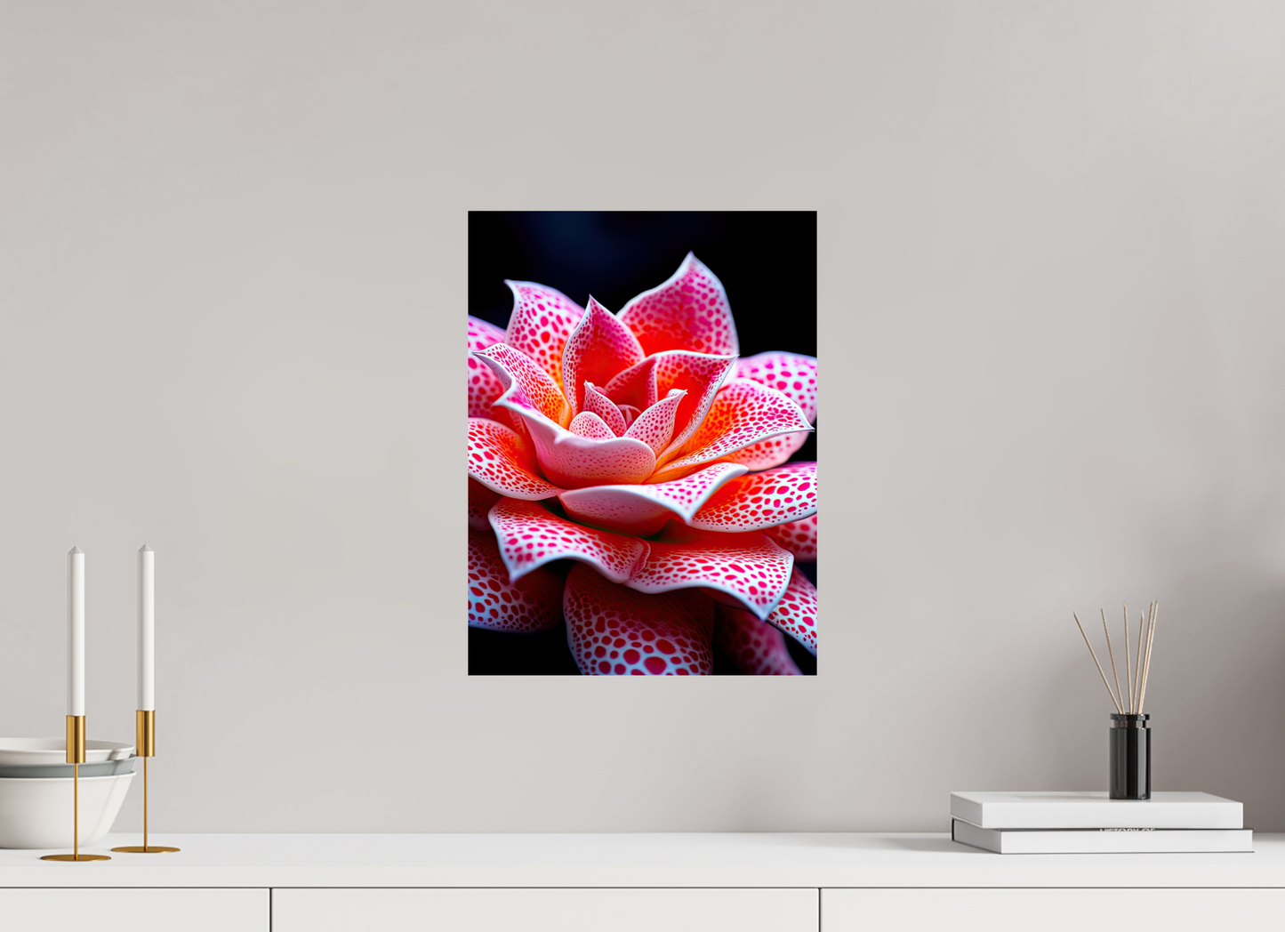 12 x 16″, Fine Art Print On Aluminum Dibond Red Dot Flower