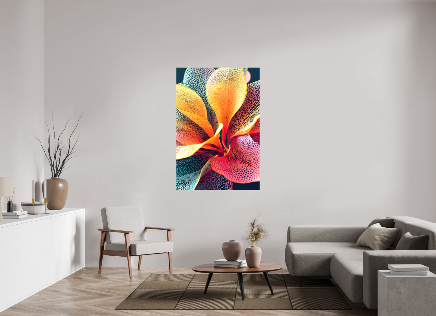 39 x 57.4″, Glossy Canvas Colorful Flower