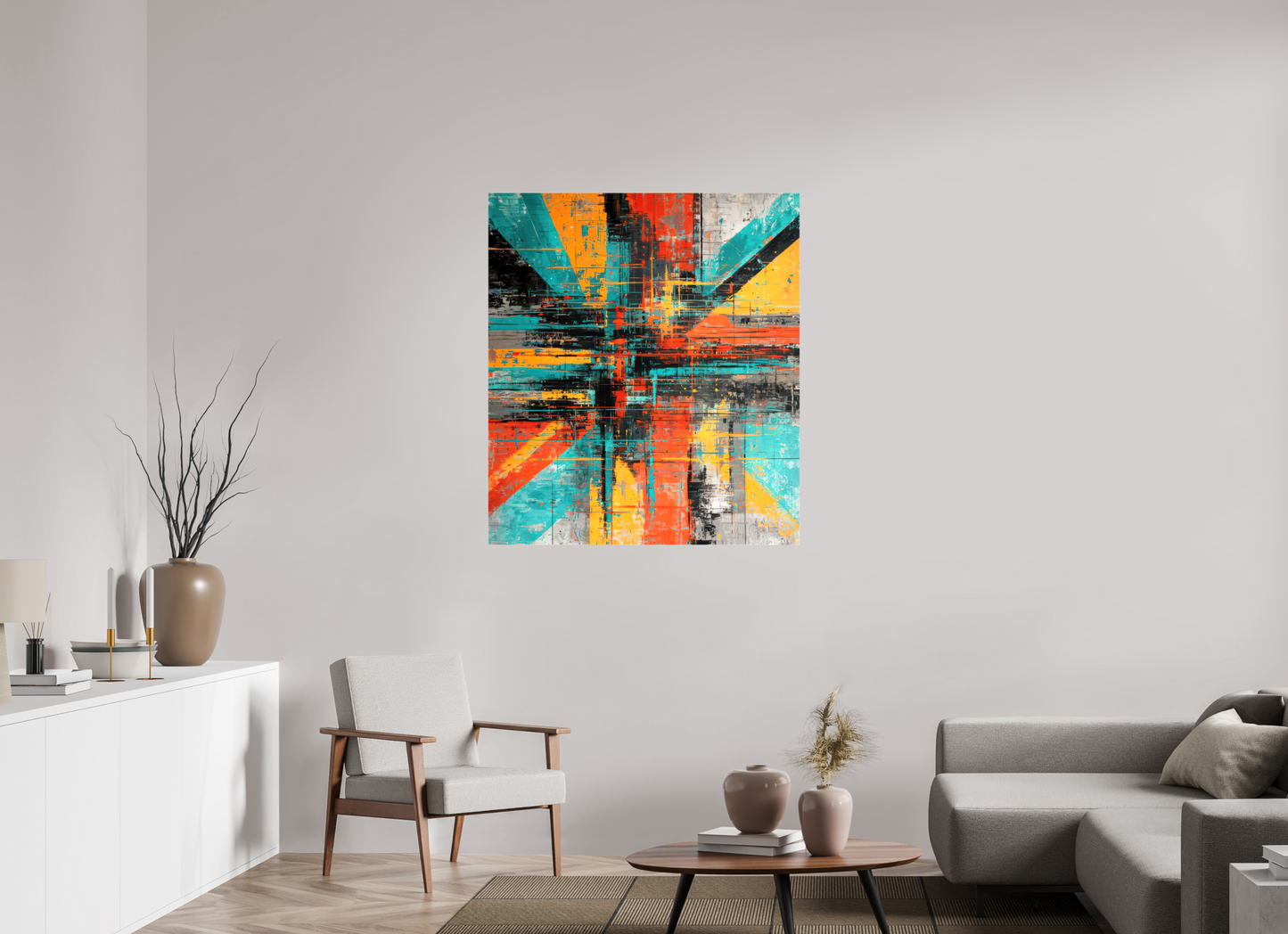 39 x 44.1″, Glossy Canvas Abstract Paint Lines
