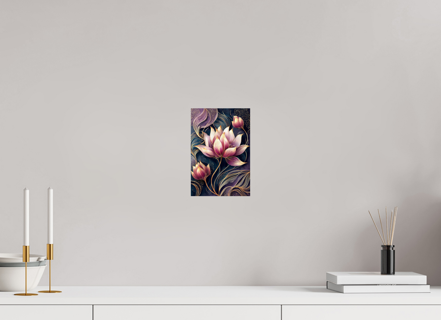 6 x 8.9″, Fine Art Print On Aluminum Dibond Art Deco Purple Lotus