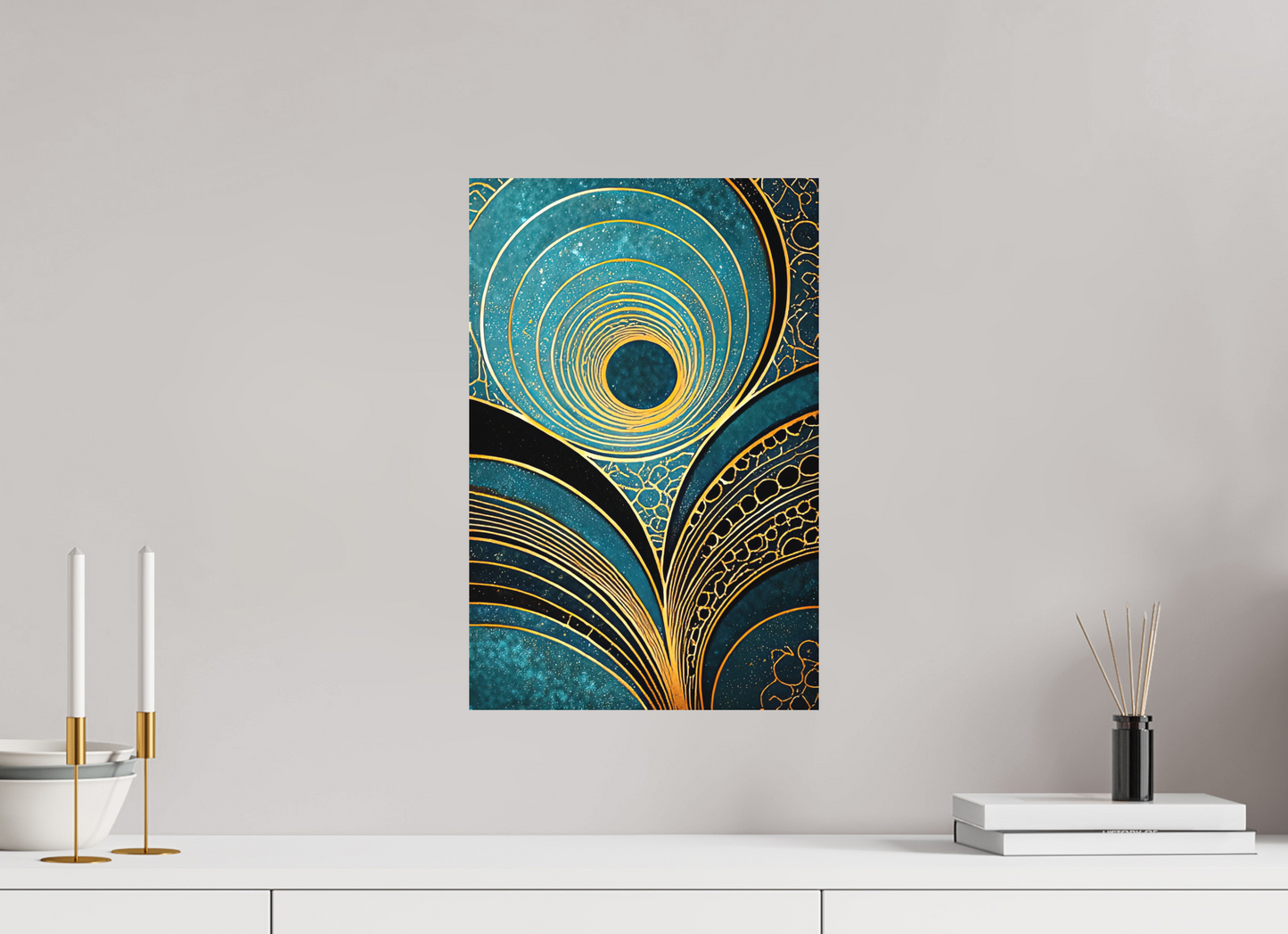 12 x 18.3″, Photo Print on Aluminum Backing Art Deco Teal 1