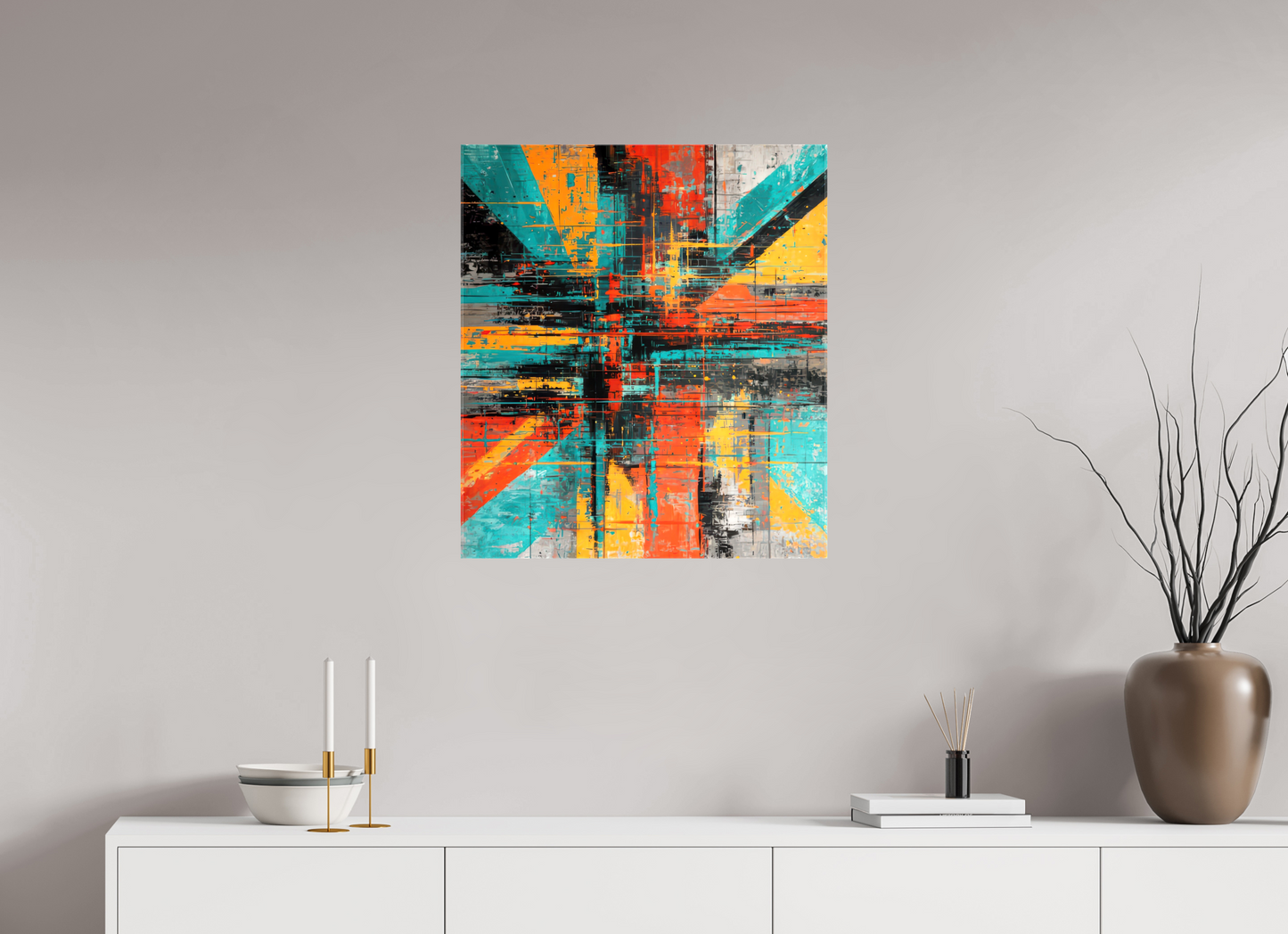 24 x 27.2″, Glossy Canvas Abstract Paint Lines