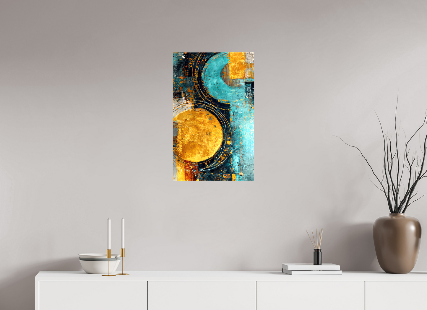 16 x 25.4″, Glossy Canvas Abstract Gold Paint 2