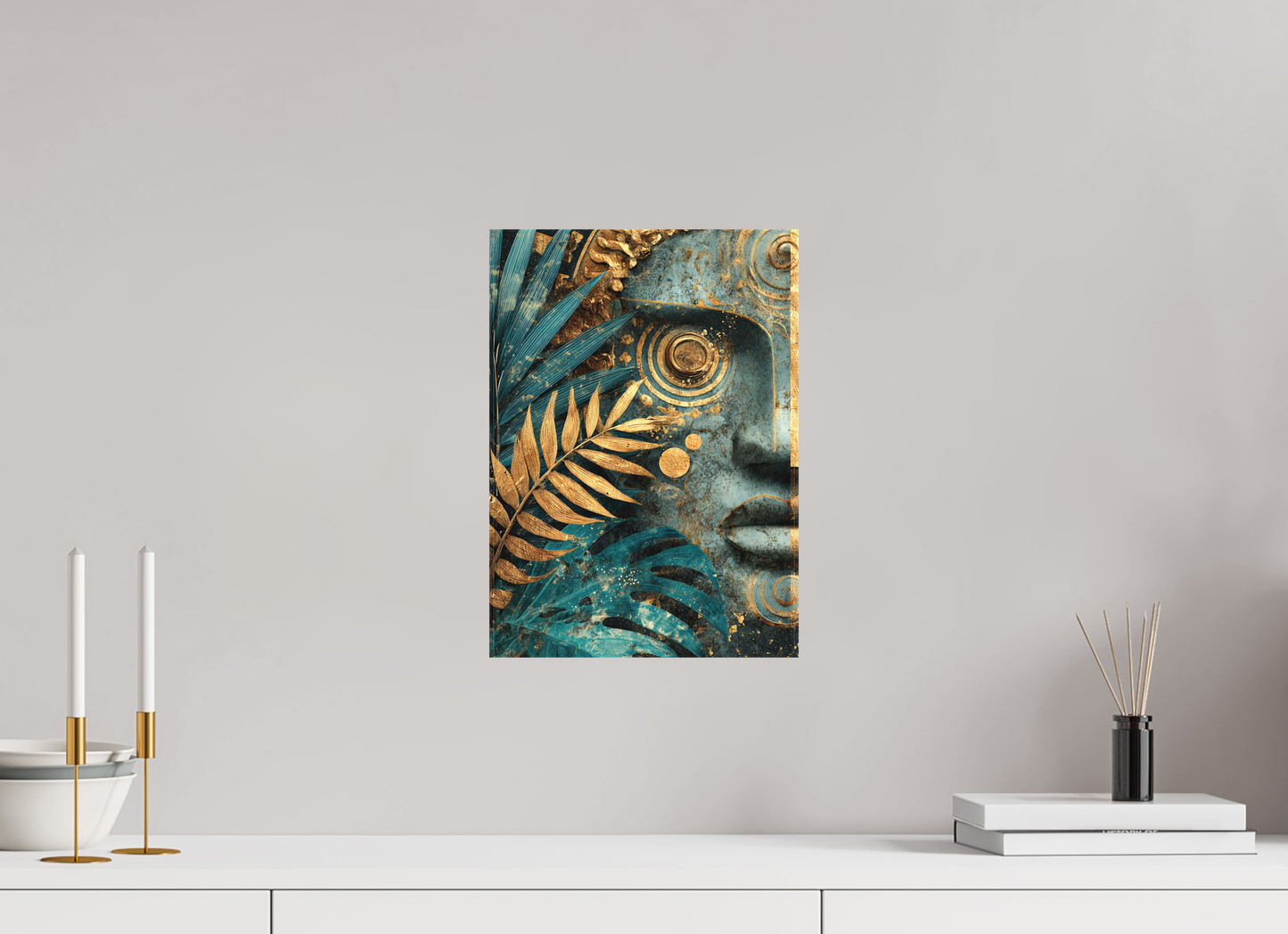 10 x 14″, Textile on Canvas Ancient Face 1