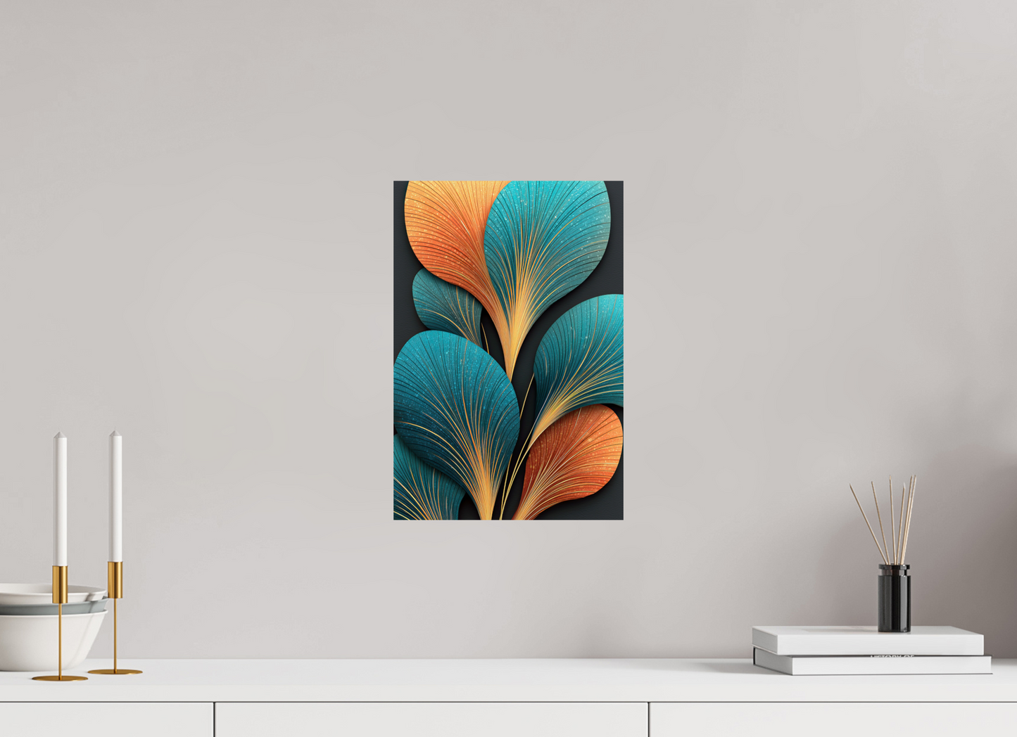 10 x 14.8″, Fine Art Print On Aluminum Dibond Art Deco Flowers