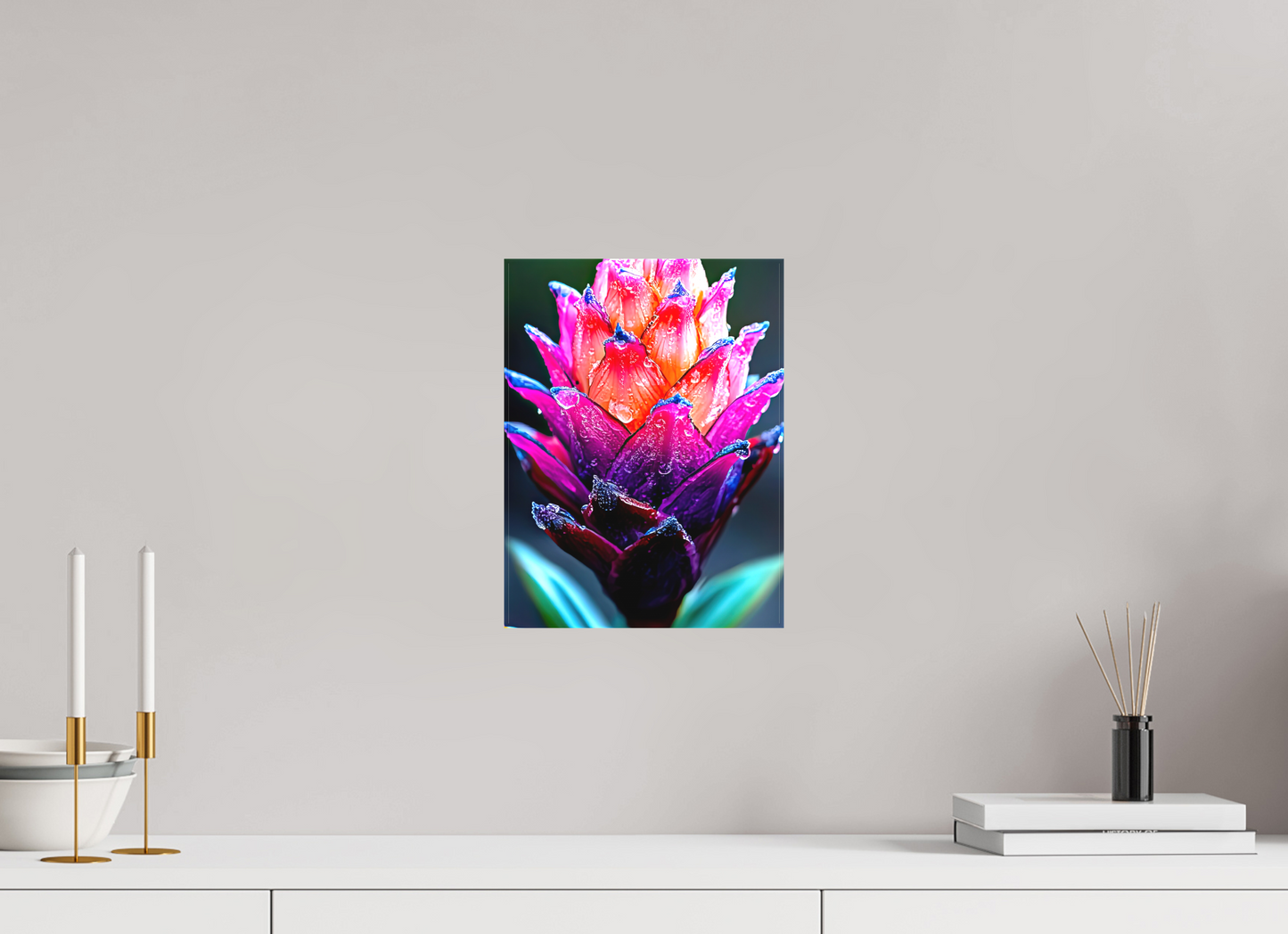 9 x 12″, Textile on Canvas Tropical Pinecone Flower