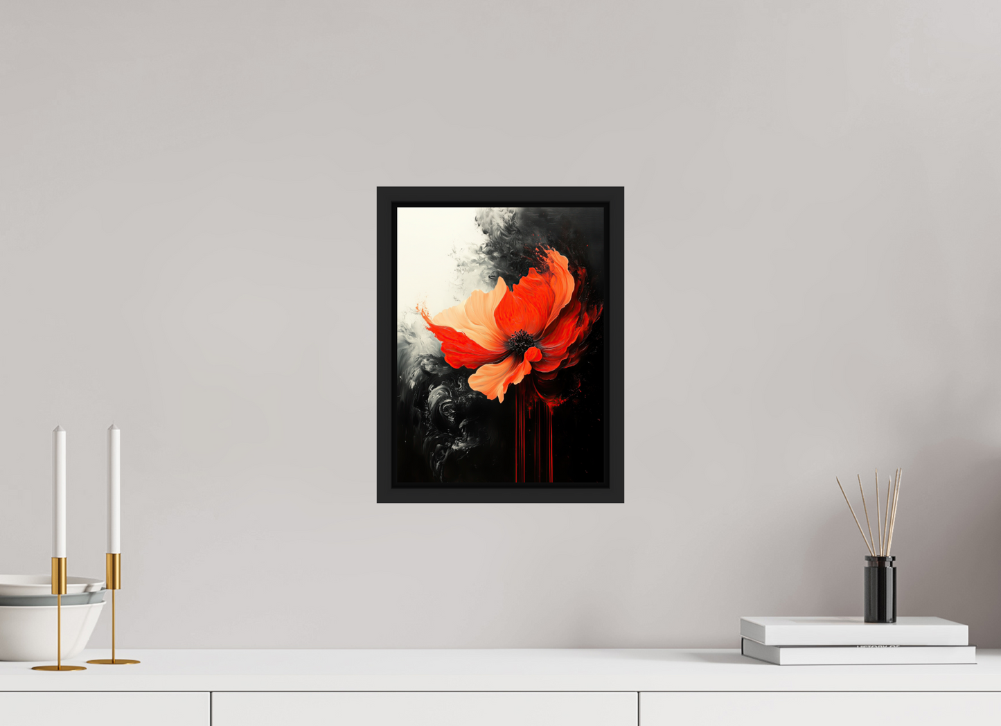 9 x 12″, Fine Art Print on Aluminum Dibond with Boarder Red Flower
