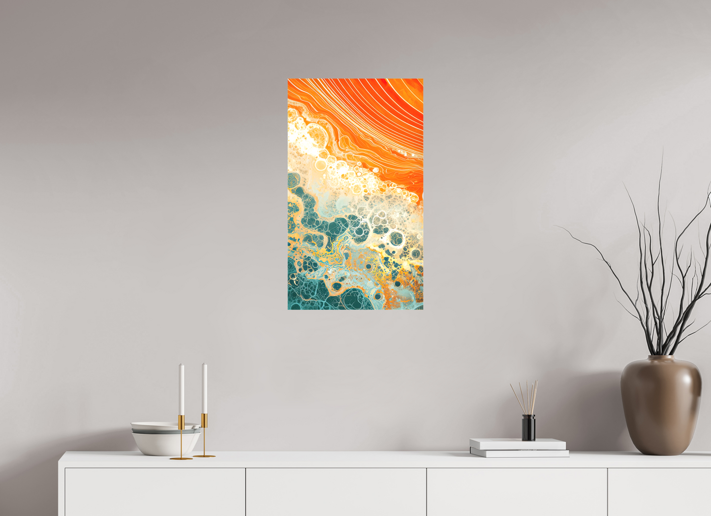16 x 27.5″, Textile on Canvas Abstract Desert Beach